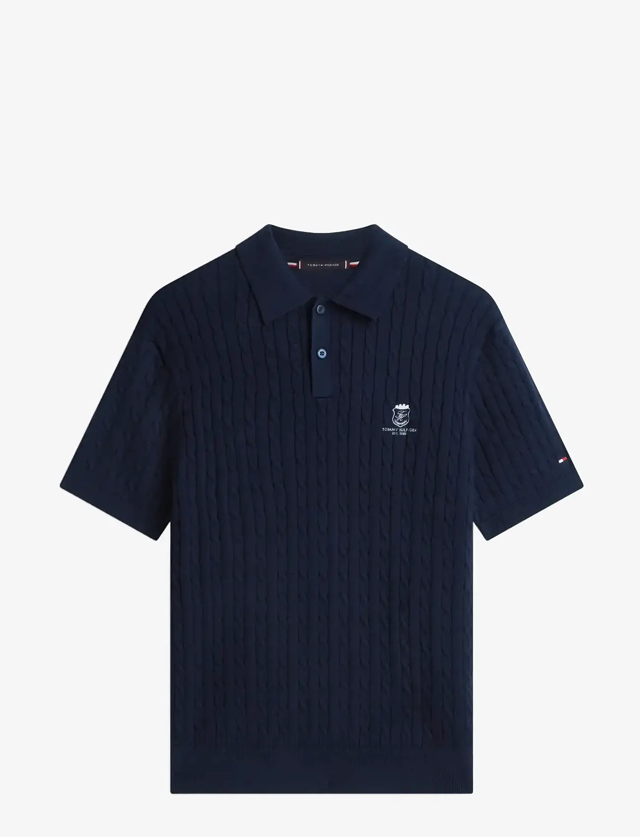 Tommy Hilfiger - CABLE SHORT SLEEVE POLO - gestrickte polohemden - desert sky - 1