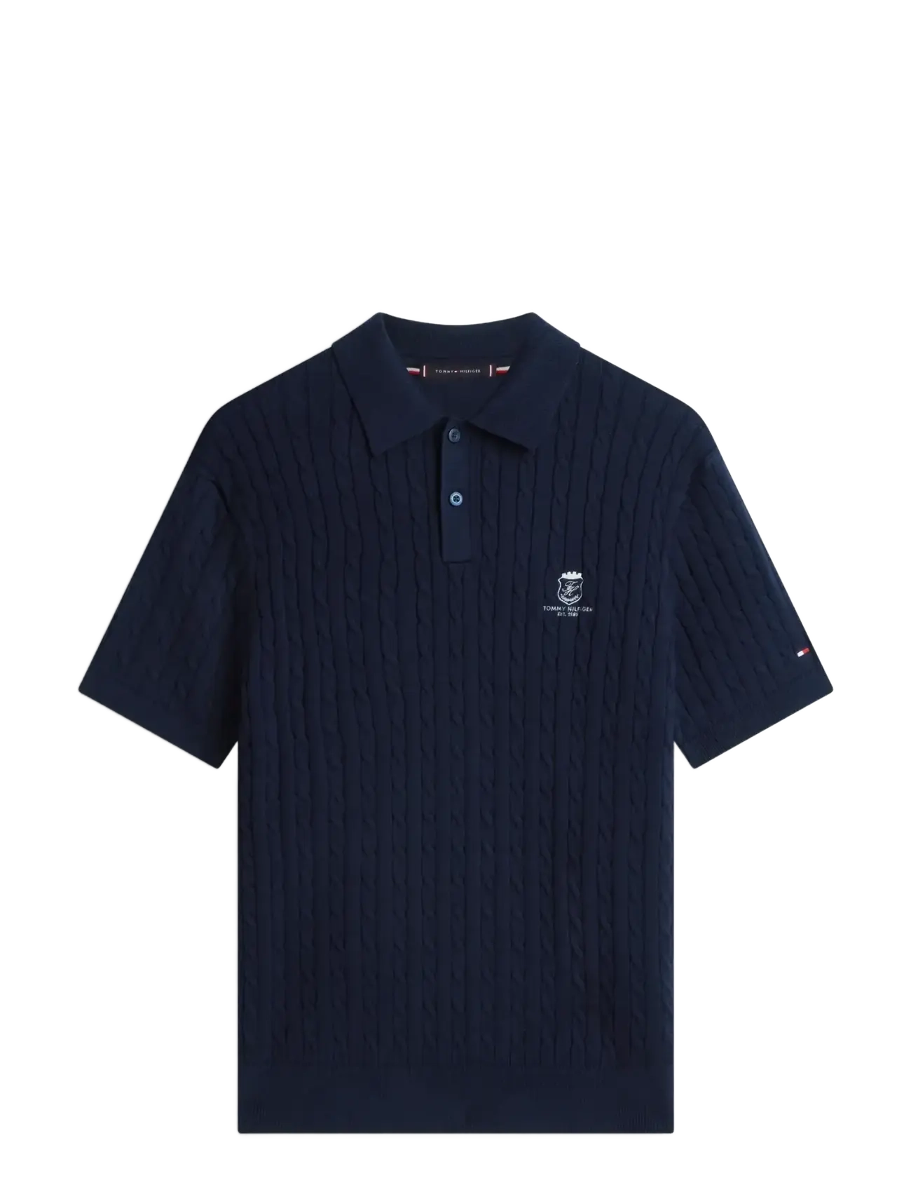 Tommy Hilfiger CABLE SHORT SLEEVE POLO - Kläder - DESERT SKY / navy