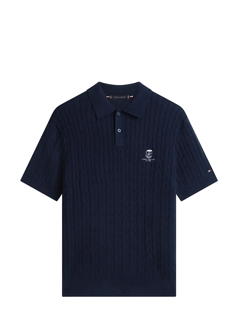 Tommy Hilfiger - CABLE SHORT SLEEVE POLO - gestrickte polohemden - desert sky - 1