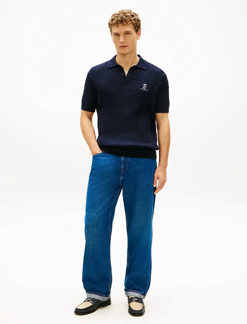 Tommy Hilfiger - CABLE SHORT SLEEVE POLO - gestrickte polohemden - desert sky - 3