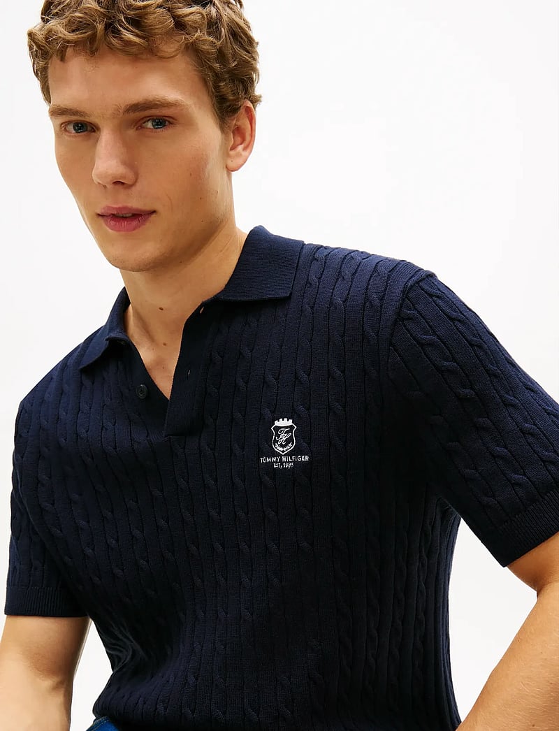 Tommy Hilfiger - CABLE SHORT SLEEVE POLO - gestrickte polohemden - desert sky - 4