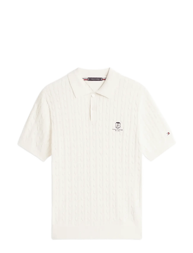 Tommy Hilfiger - CABLE SHORT SLEEVE POLO - kootud polosärgid - ivory petal - 1