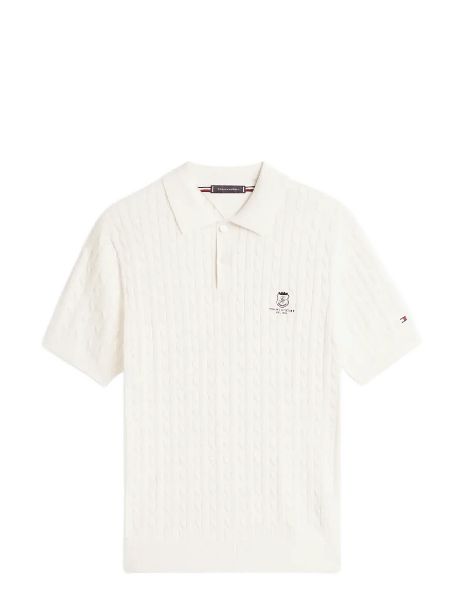 Tommy Hilfiger - CABLE SHORT SLEEVE POLO - polostrik - ivory petal - 1