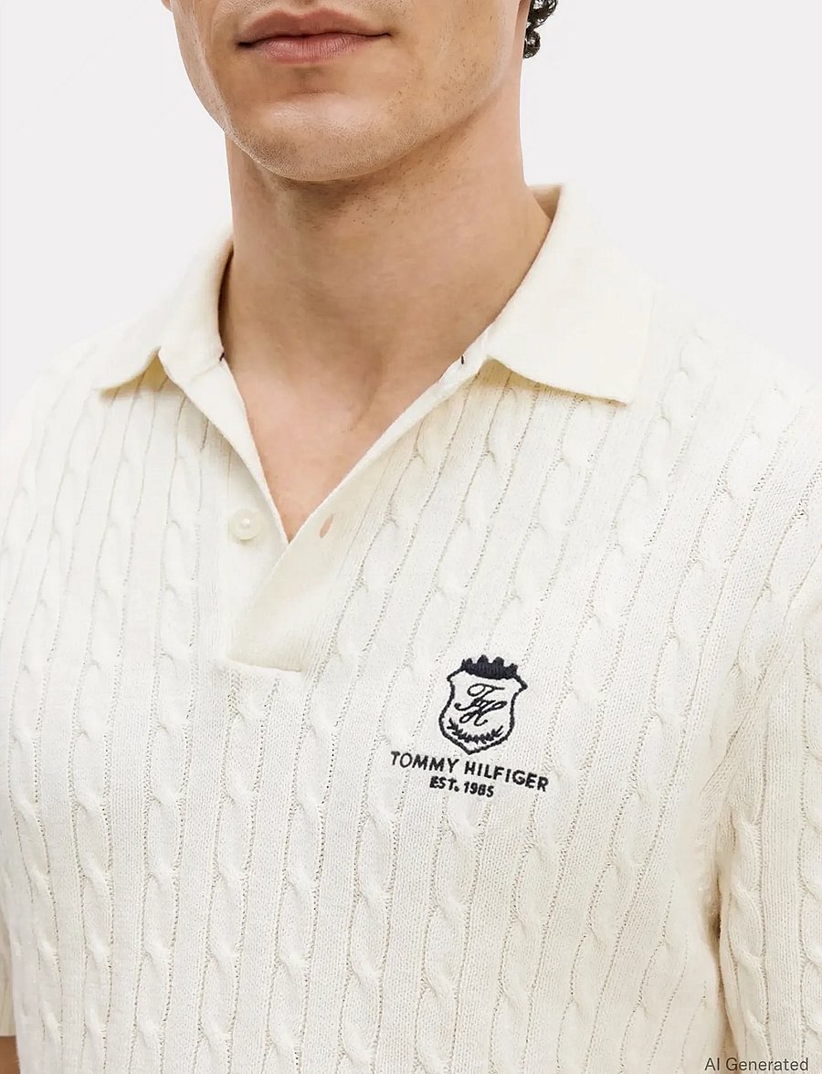 Tommy Hilfiger - CABLE SHORT SLEEVE POLO - polostrik - ivory petal - 3