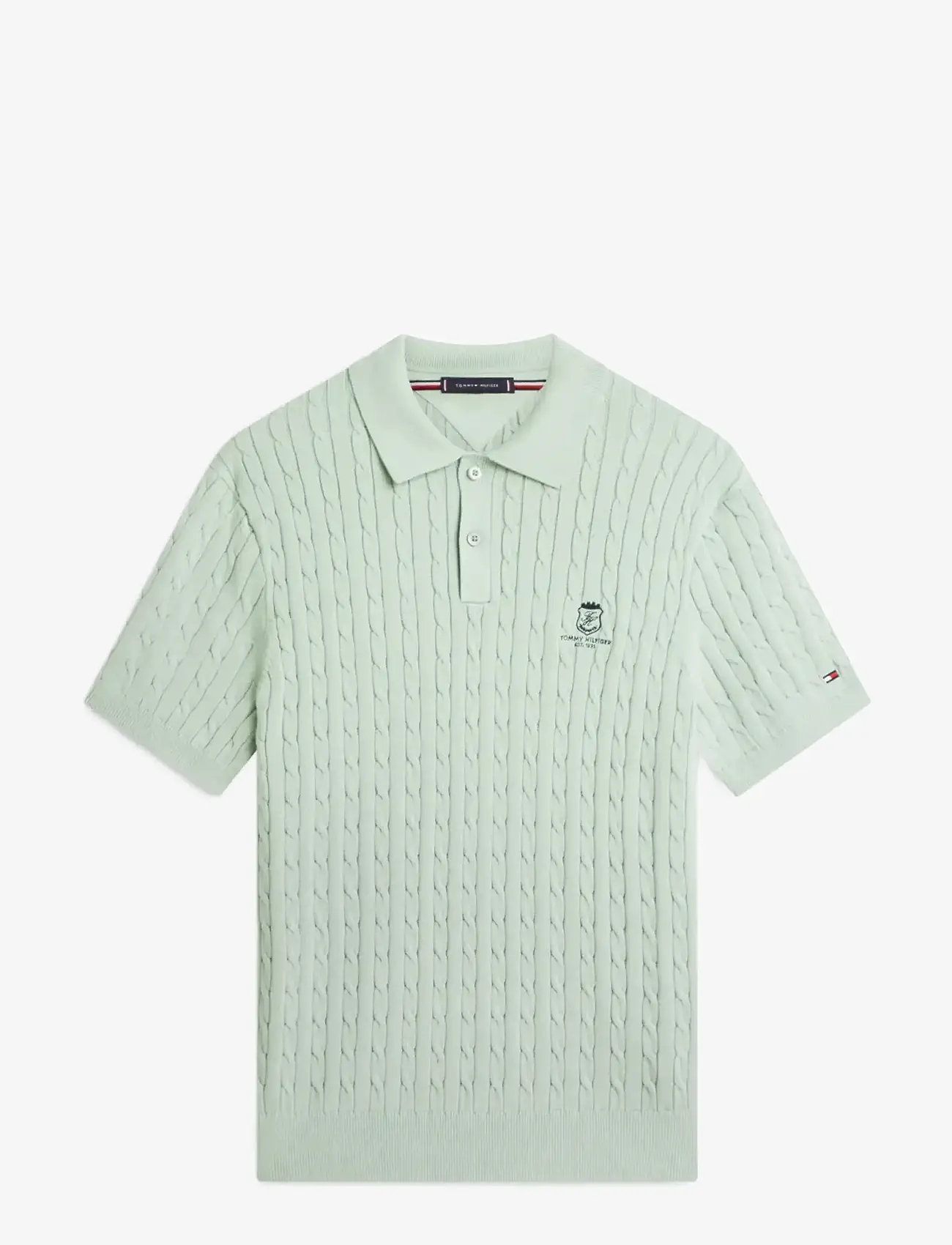 Tommy Hilfiger - CABLE SHORT SLEEVE POLO - kootud polosärgid - minty grey - 1