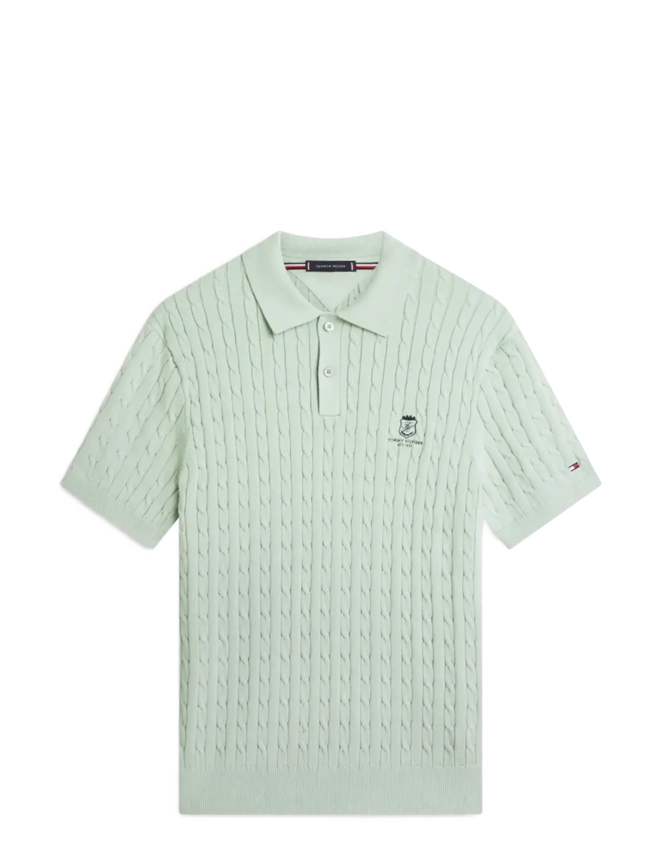 Tommy Hilfiger - CABLE SHORT SLEEVE POLO - kootud polosärgid - minty grey - 1