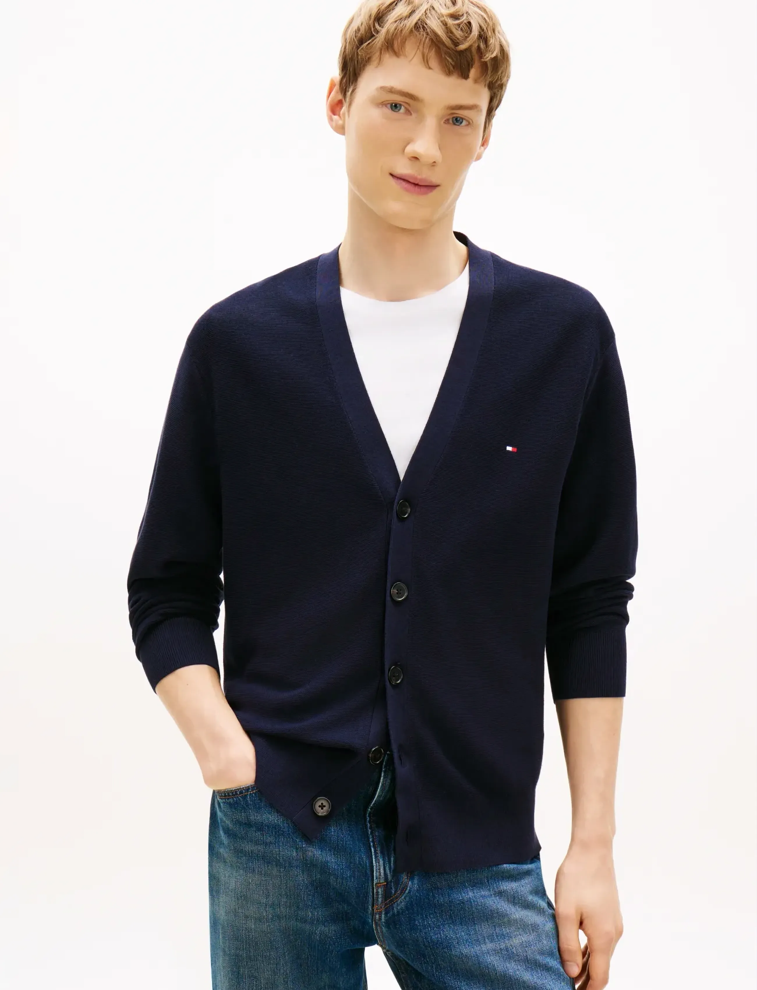 Tommy Hilfiger COOL TOUCH STRUCTURE CARDIGAN - Cardigans - DESERT SKY / navy