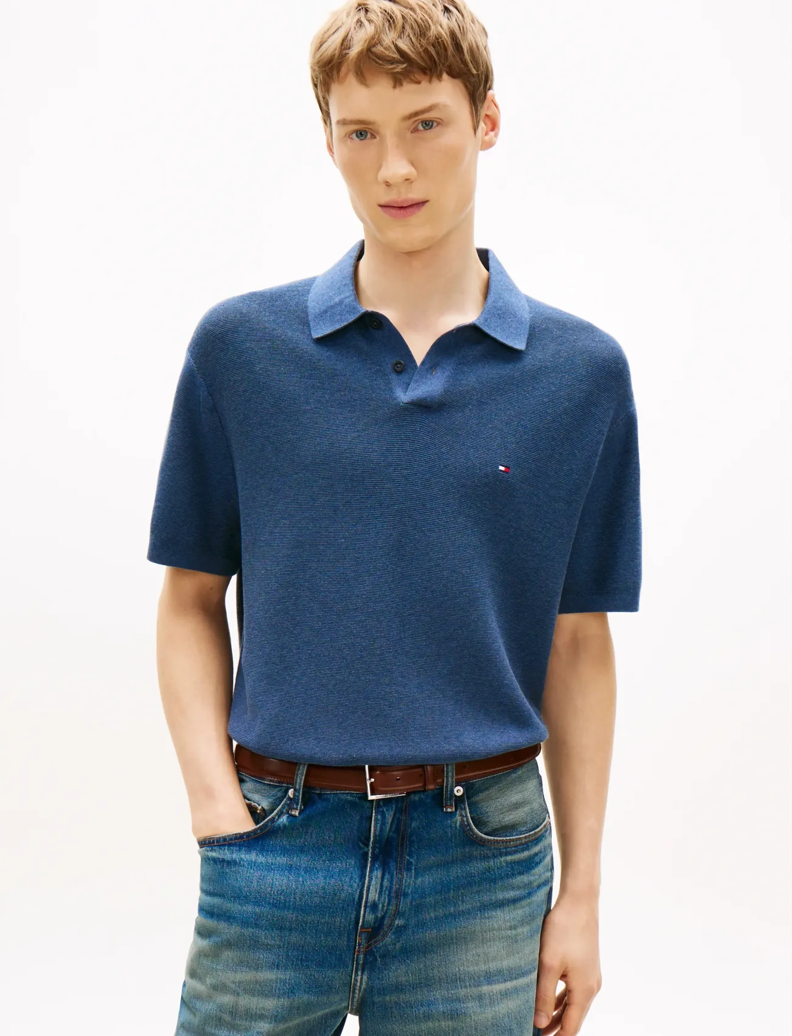 Tommy Hilfiger COOL TOUCH STRUCTURE SS POLO - Pikéer - AEGEAN SEA HEATHER / blue