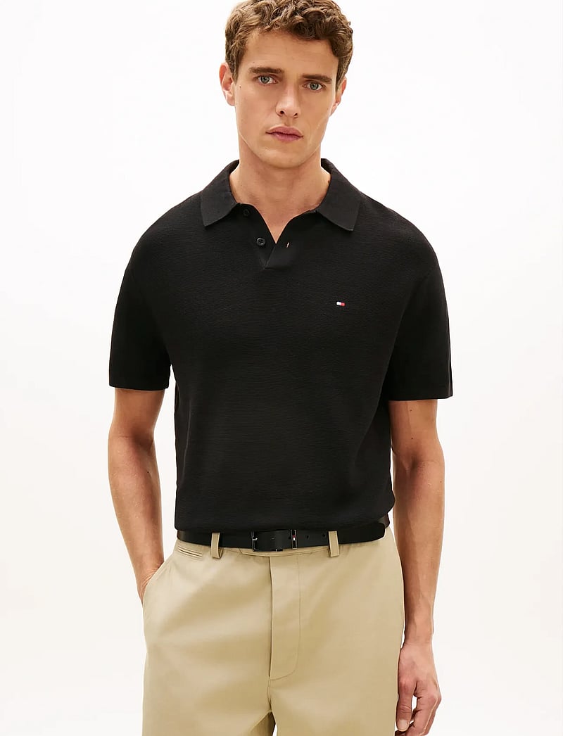 Tommy Hilfiger - COOL TOUCH STRUCTURE SS POLO - kootud polosärgid - black - 0