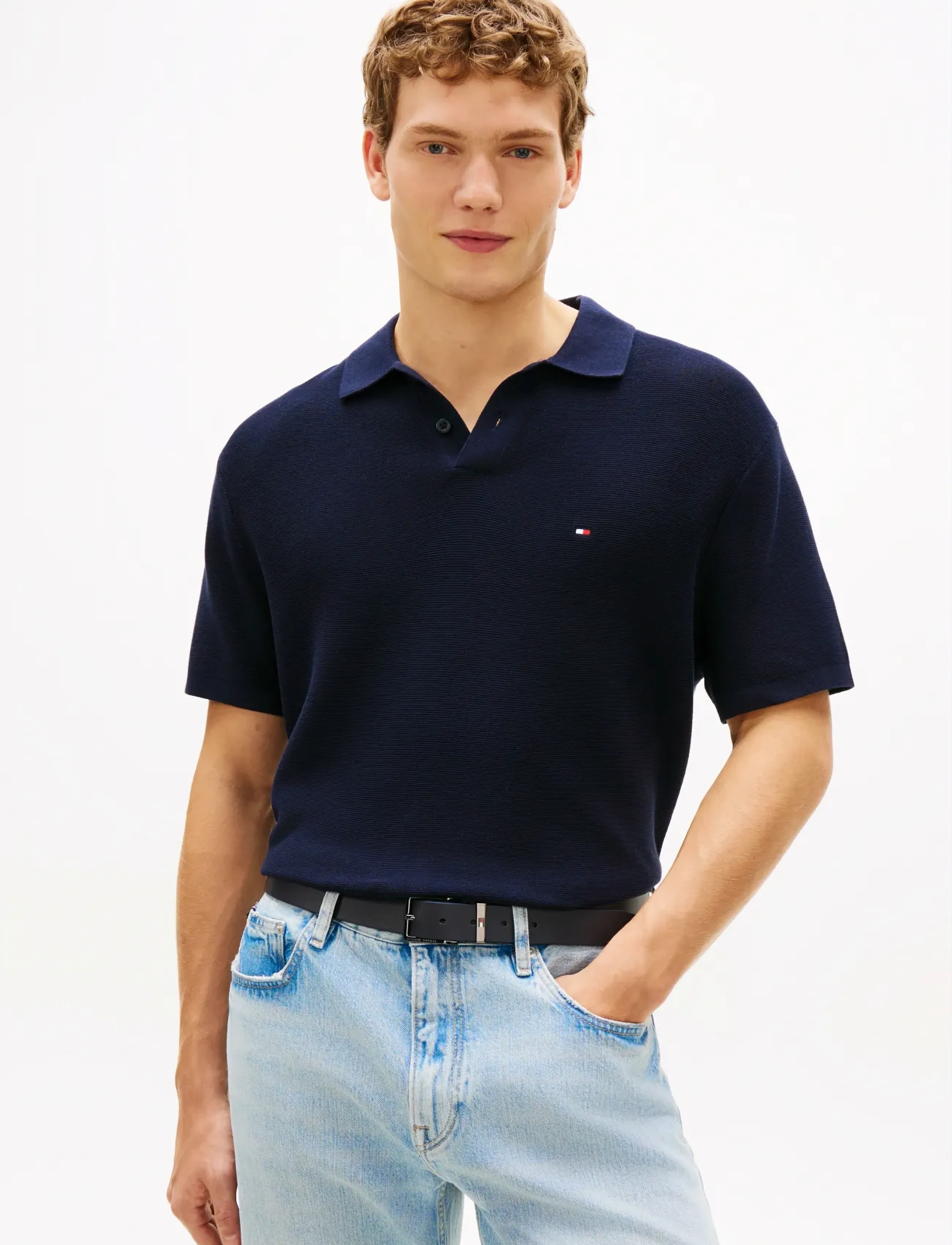 Tommy Hilfiger Cool Touch Structure Ss Polo, S, Navy, Poloer > Kortærmede, Herre