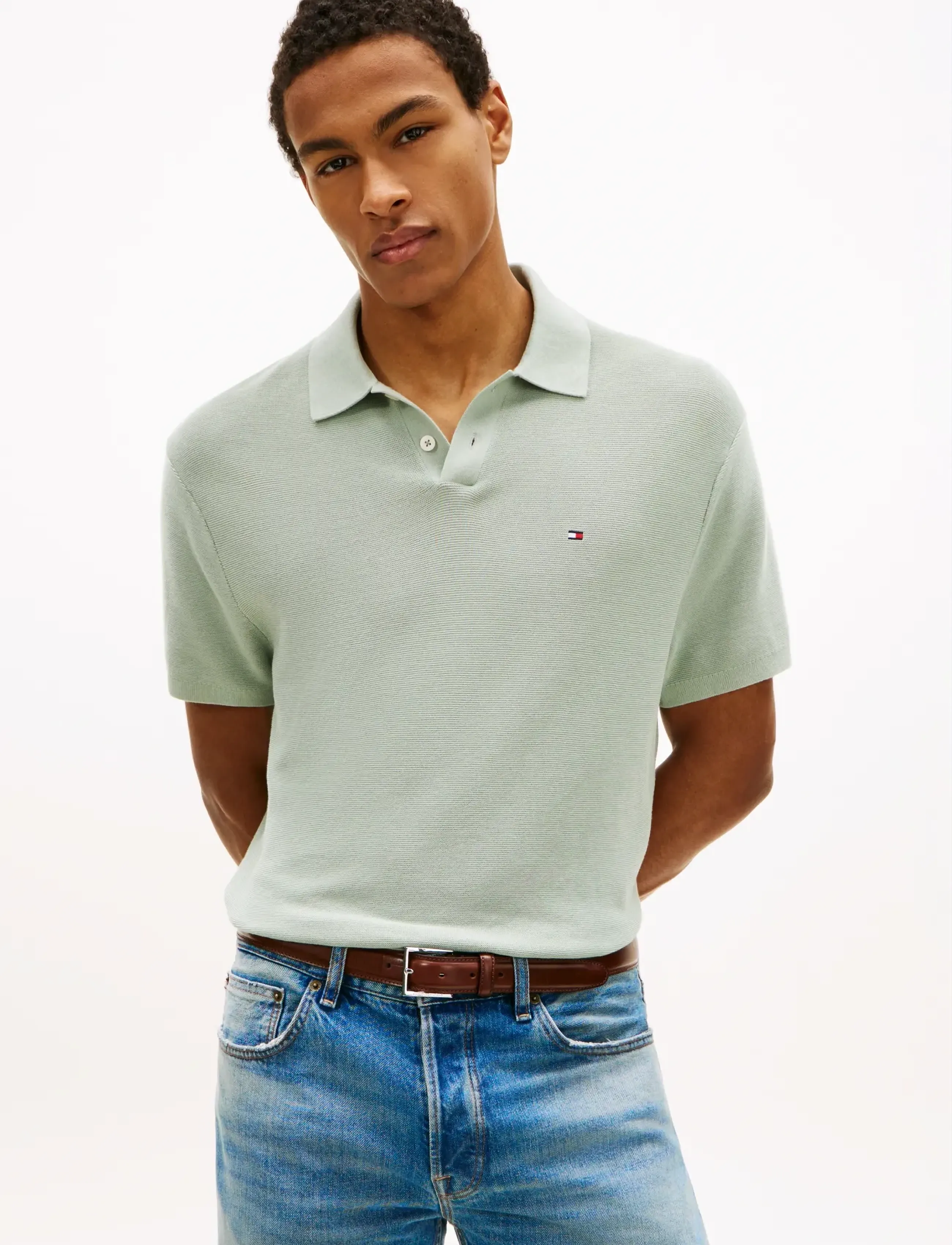 Tommy Hilfiger Cool Touch Structure Ss Polo, L, Green, Poloer > Kortærmede, Herre