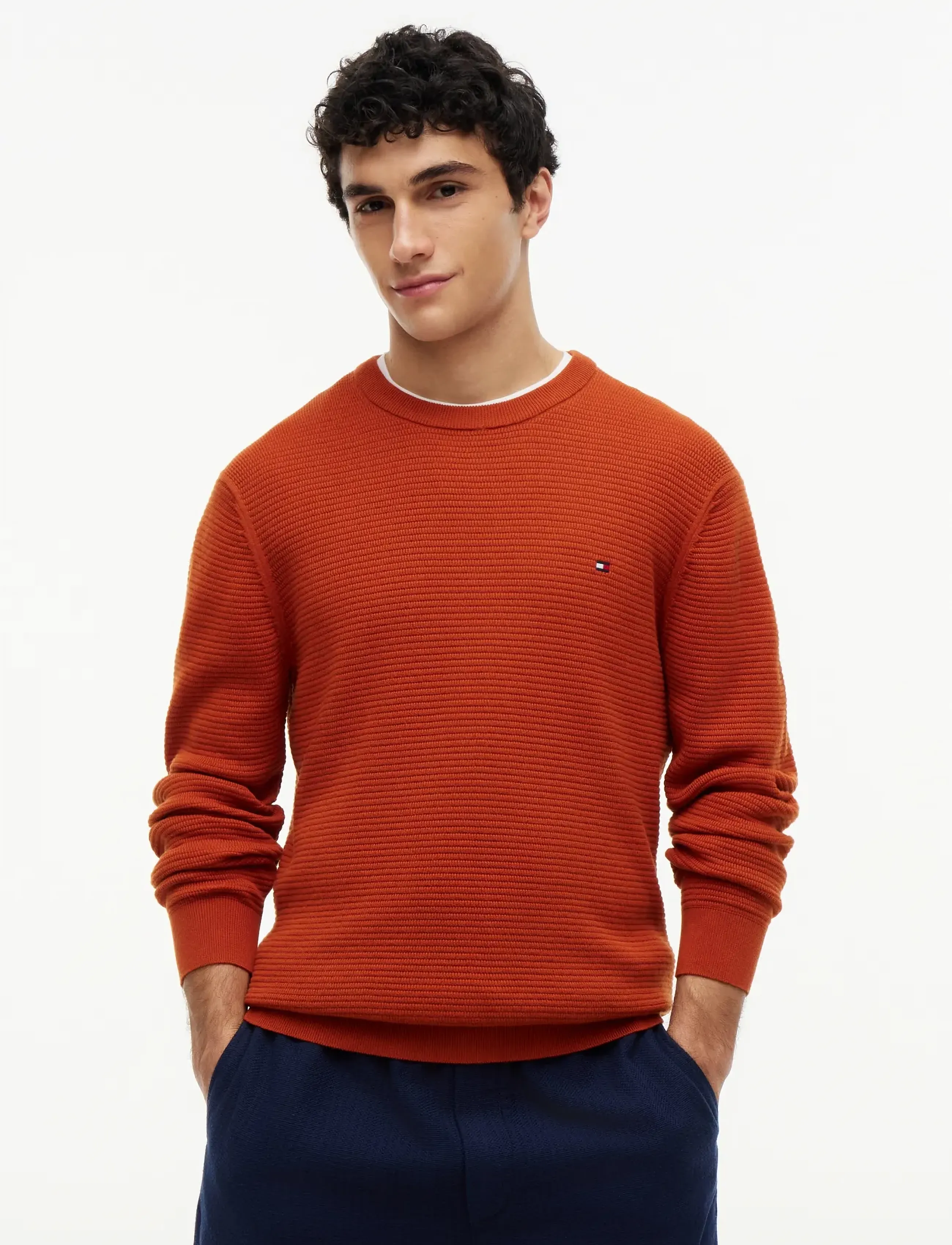 Tommy Hilfiger SEASONAL STRUCTURE CREW NECK - Tommy Hilfiger - RUSTY OCHRE / orange