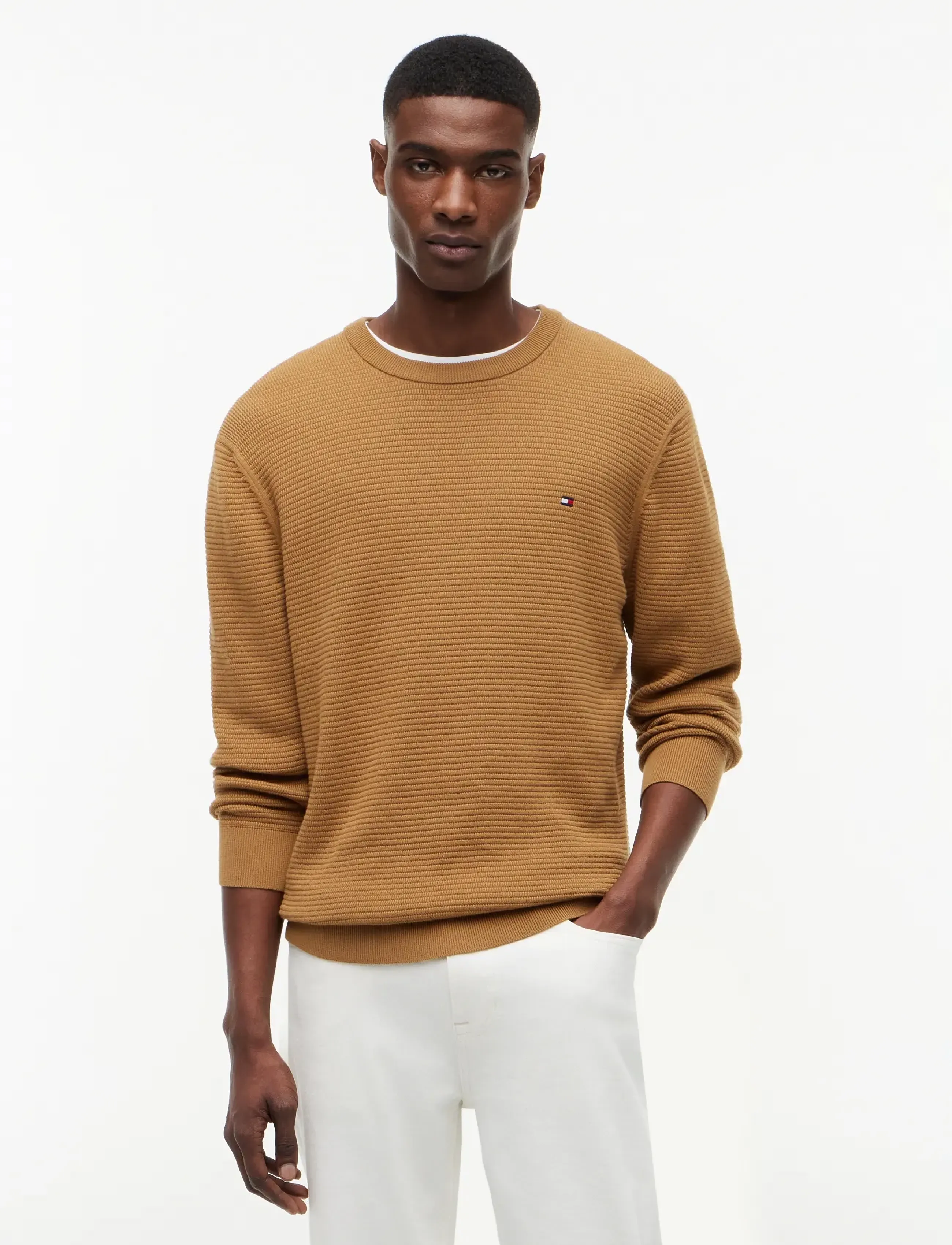 Tommy Hilfiger SEASONAL STRUCTURE CREW NECK - Tommy Hilfiger - SAHARA / brown
