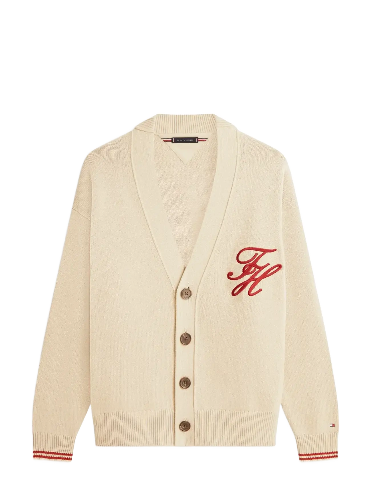 TOMMY HILFIGER Chunky Baumwolle Cardigan Cream - L - Herren