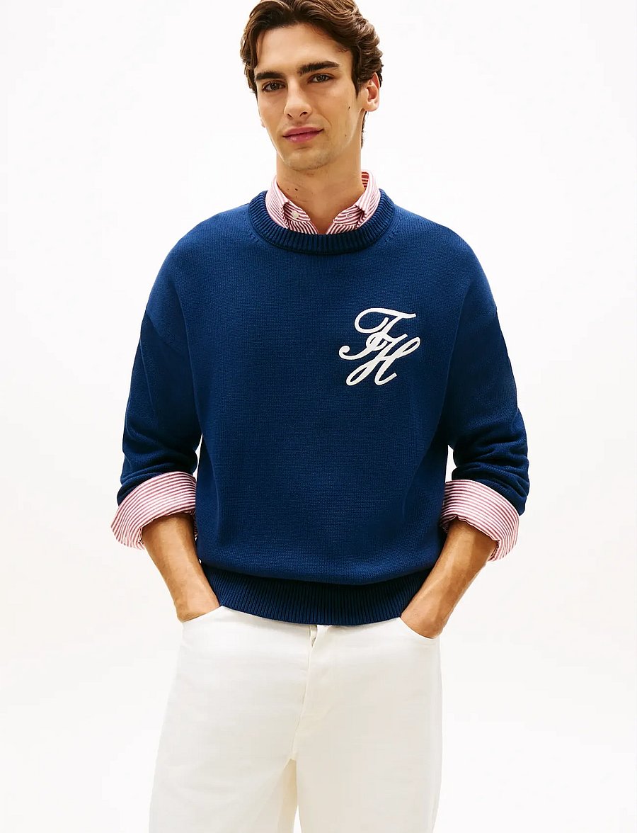 Tommy Hilfiger - CHUNKY COTTON CREW NECK - rundhals - carbon navy - 0