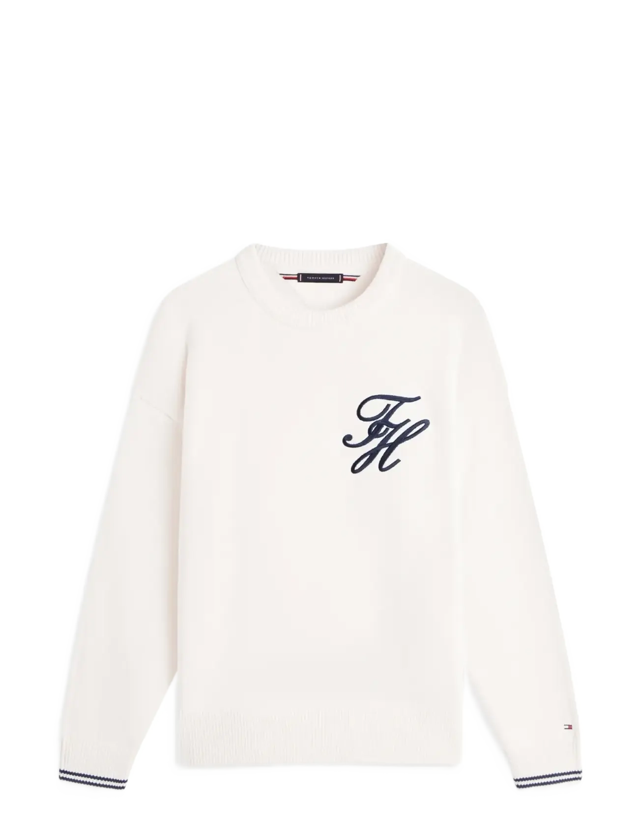 TOMMY HILFIGER Chunky Baumwolle Crew Neck Cream - L - Herren