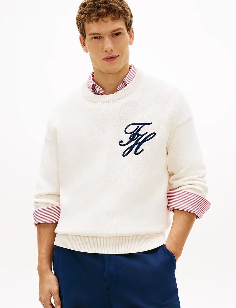 Tommy Hilfiger - CHUNKY COTTON CREW NECK - round necks - ivory petal - 0