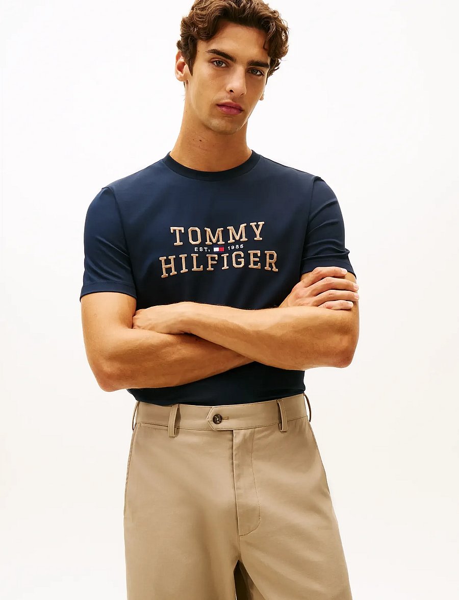 Tommy Hilfiger - ICON INTERLOCK TEE - lühikeste varrukatega t-särgid - desert sky - 0