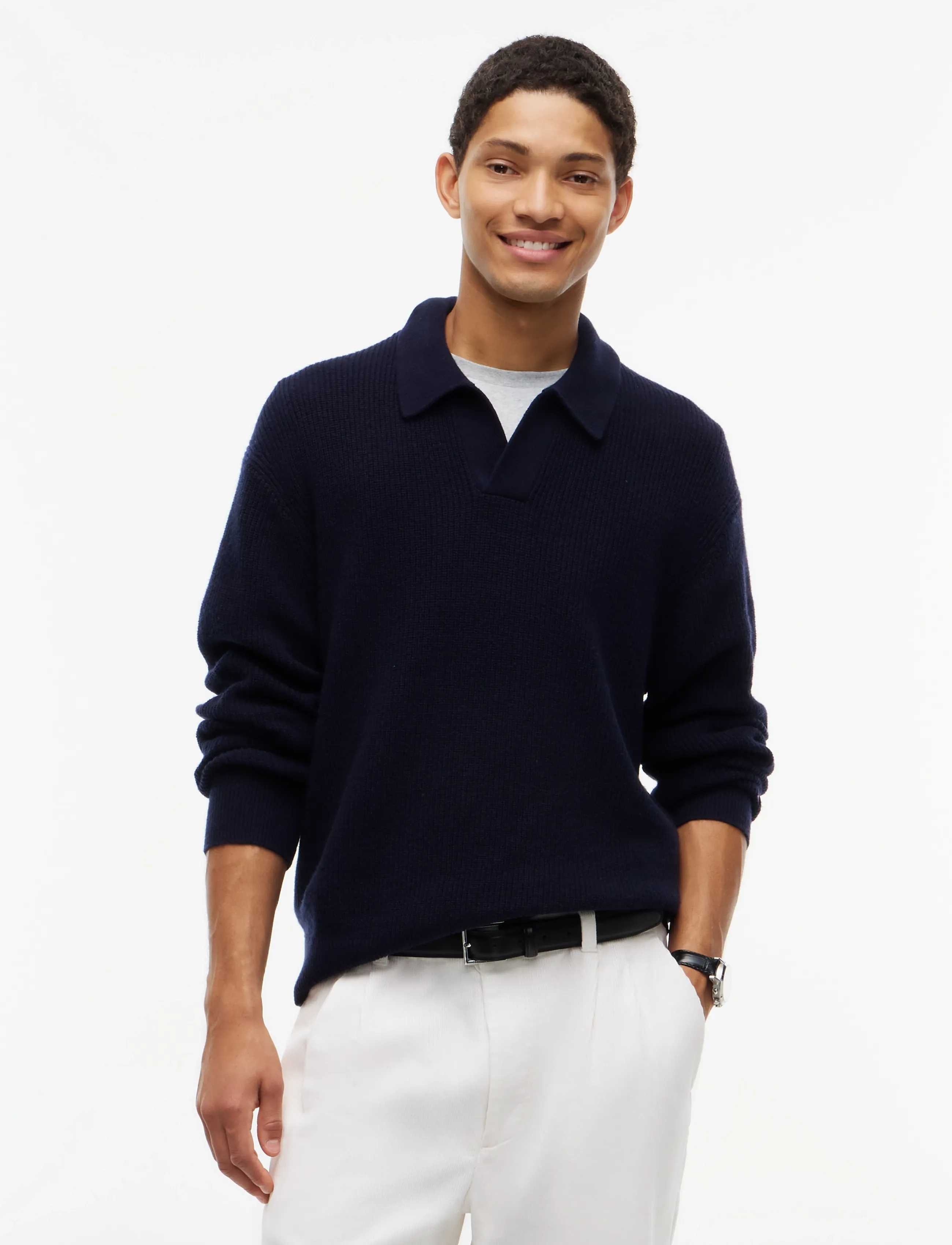 Tommy Hilfiger FISHERMAN RIB JONNY COLLAR - Osta olukorra järgi - NAVY BLUE / navy