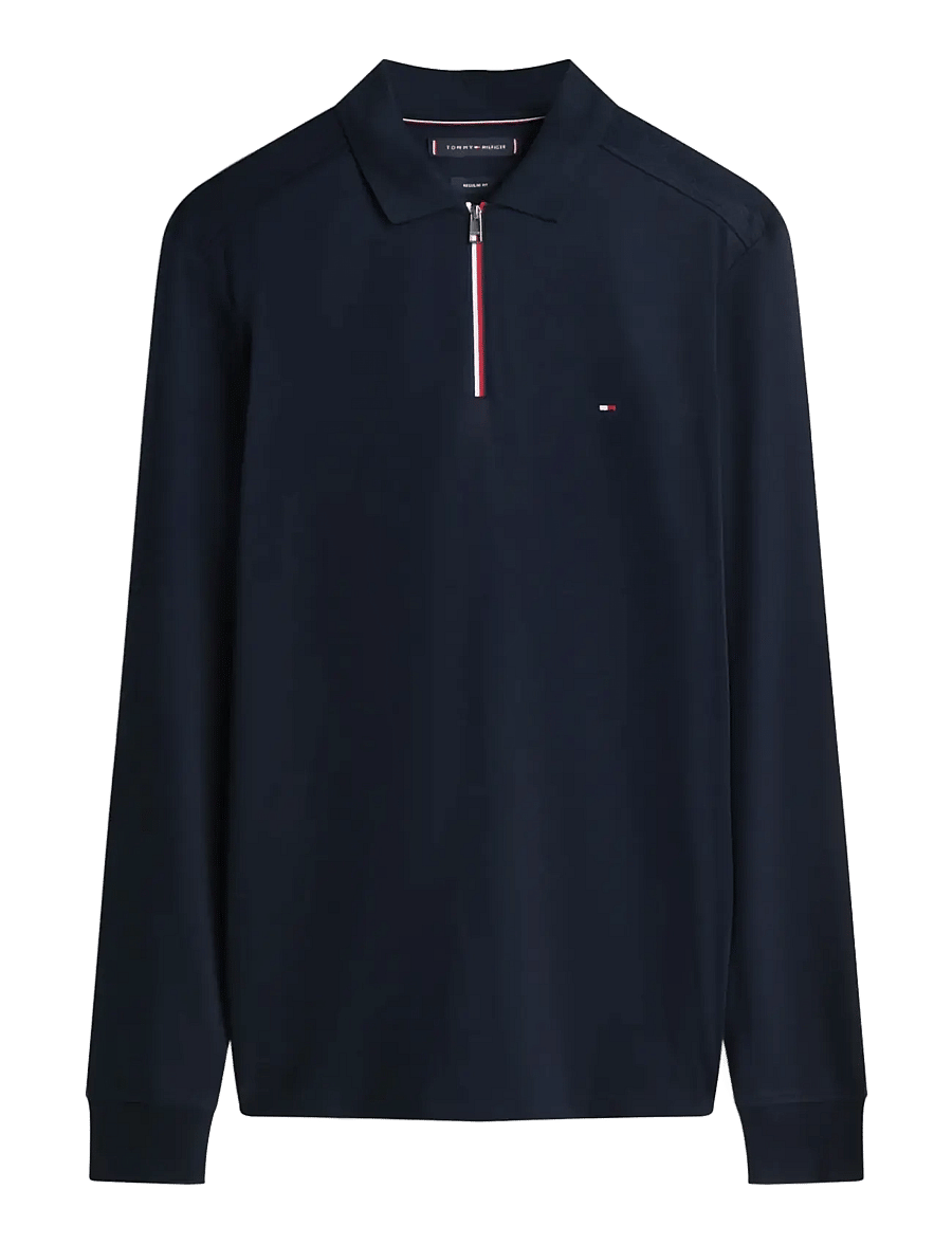 Tommy Hilfiger - LS LIQUID RWB ZIP REG POLO - langärmelige strick-polohemden - desert sky - 1