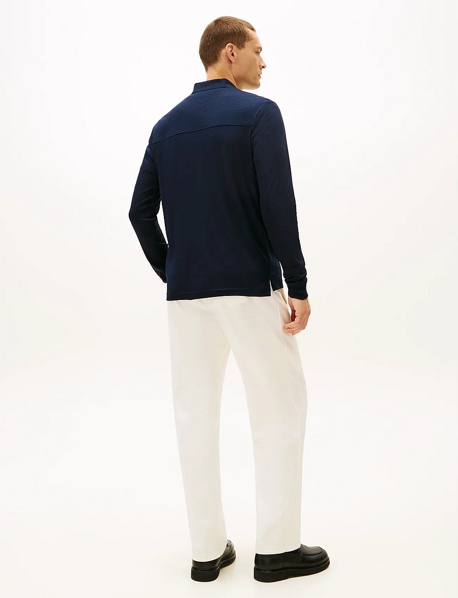 Tommy Hilfiger - LS LIQUID RWB ZIP REG POLO - langärmelige strick-polohemden - desert sky - 3