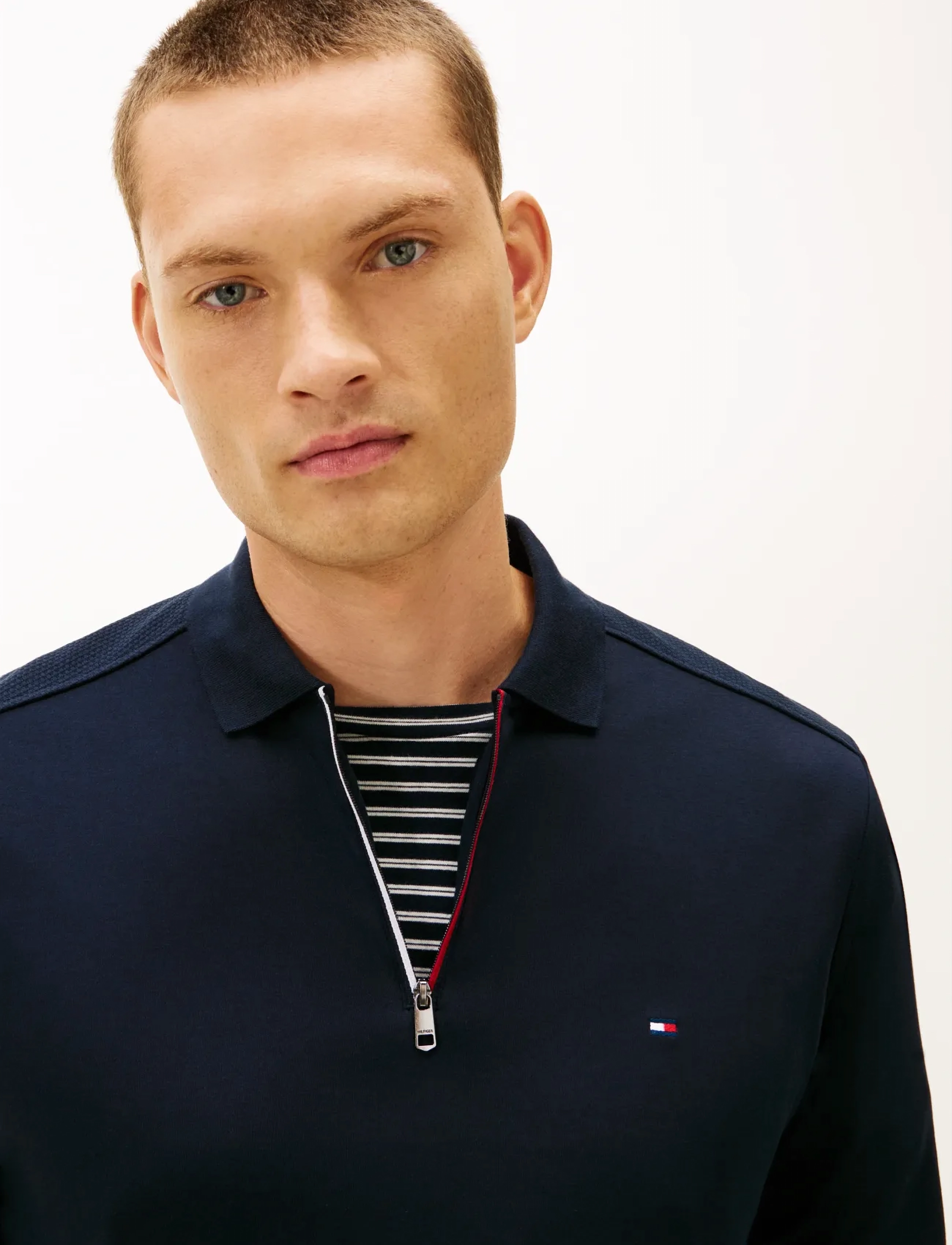 Tommy Hilfiger - LS LIQUID RWB ZIP REG POLO - long-sleeved knitted polos - desert sky - 4