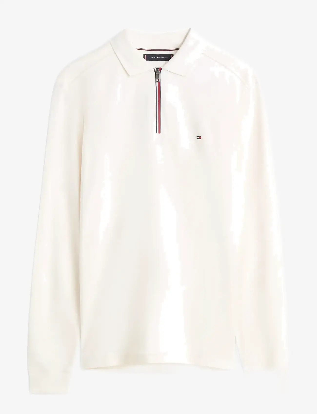 Tommy Hilfiger - LS LIQUID RWB ZIP REG POLO - poloer i strik med lange ærmer - ivory petal - 1