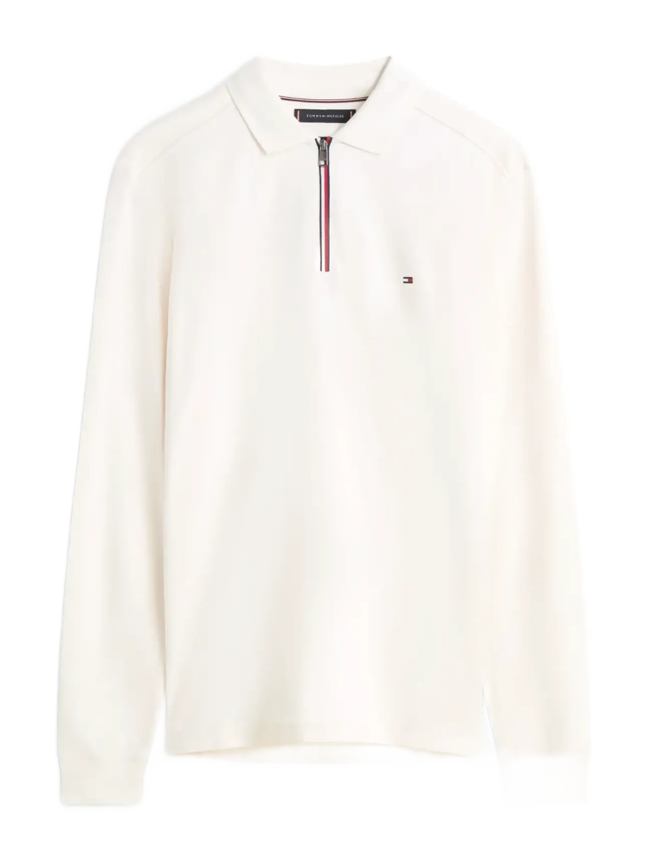Tommy Hilfiger LS LIQUID RWB ZIP REG POLO - Tøj - IVORY PETAL / cream
