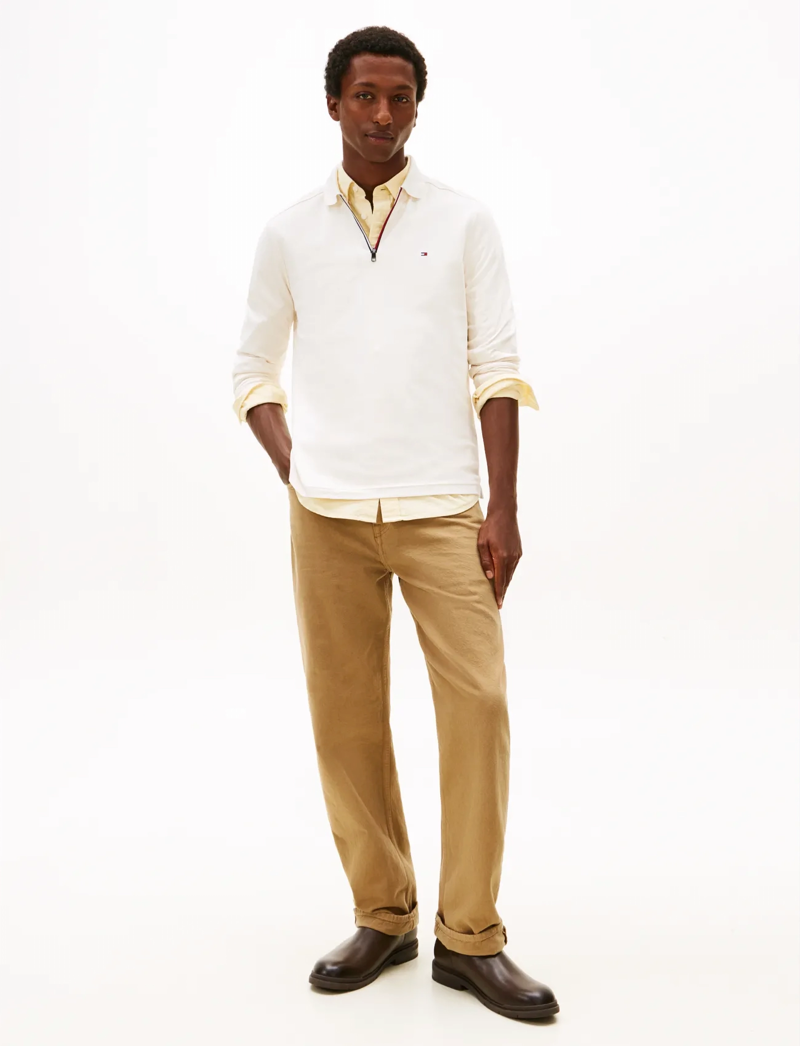 Tommy Hilfiger - LS LIQUID RWB ZIP REG POLO - pikkade varrukatega kootud polosärgid - ivory petal - 2