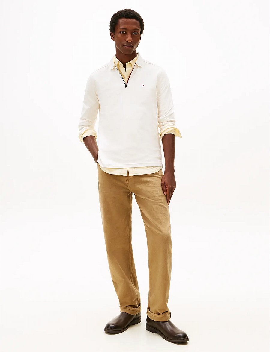 Tommy Hilfiger - LS LIQUID RWB ZIP REG POLO - long-sleeved knitted polos - ivory petal - 2