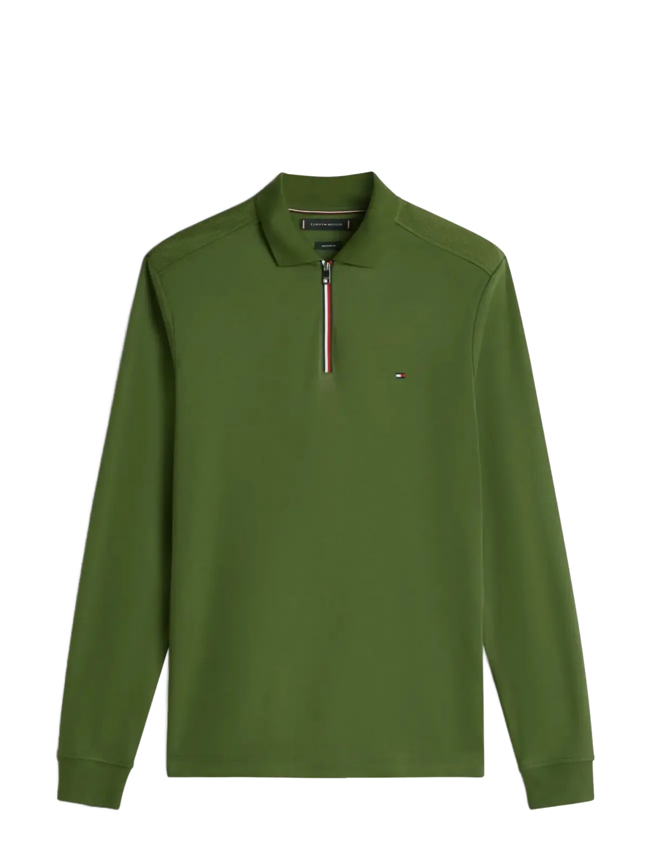 Tommy Hilfiger LS LIQUID RWB ZIP REG POLO - Campaign - MOUNTAIN PINE / green