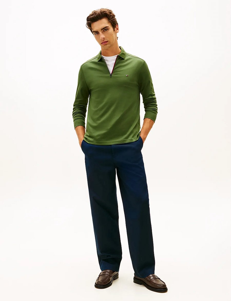 Tommy Hilfiger - LS LIQUID RWB ZIP REG POLO - langärmelige strick-polohemden - mountain pine - 2