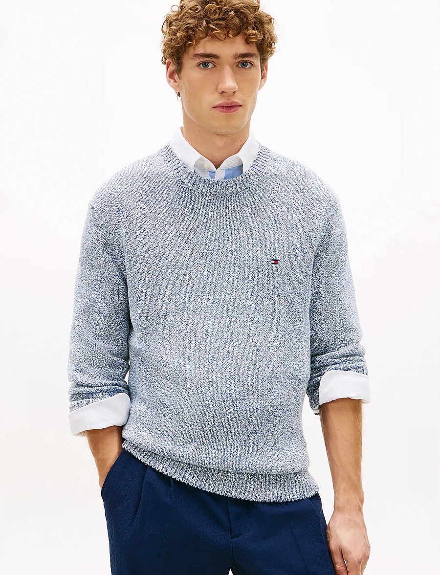 Tommy Hilfiger - TWO TONE BOUCLE CREW NECK - rundhals - blue jean - 0