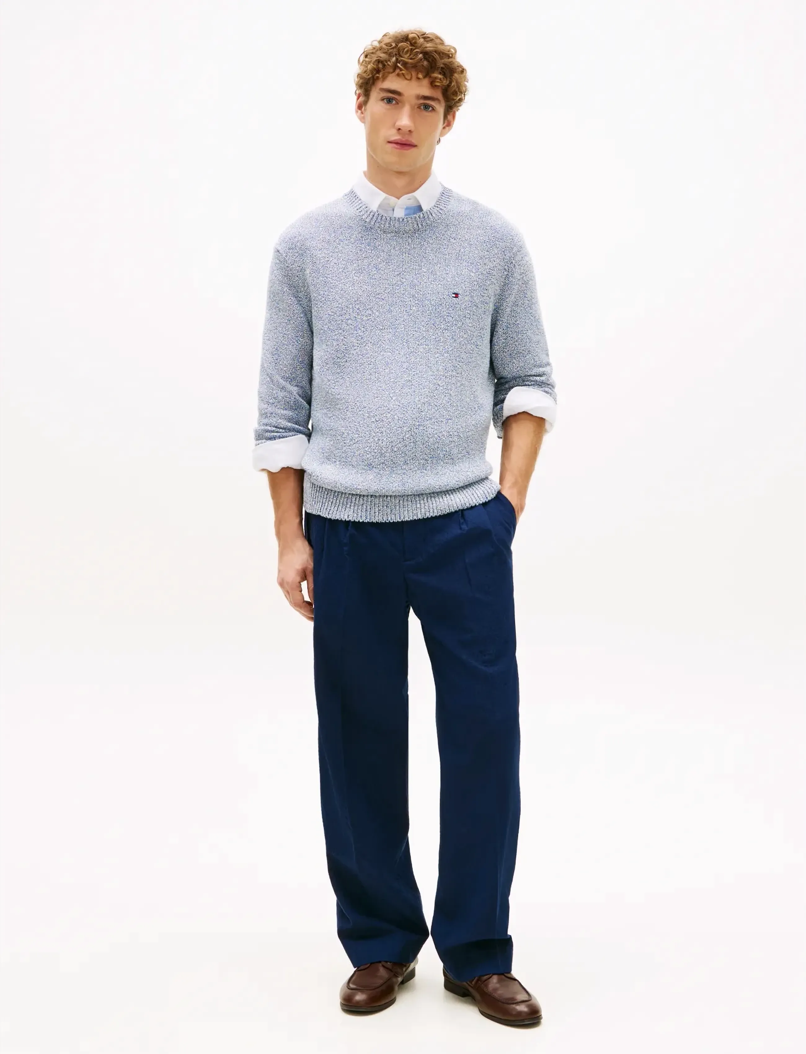 Tommy Hilfiger - TWO TONE BOUCLE CREW NECK - rundhals - blue jean - 3