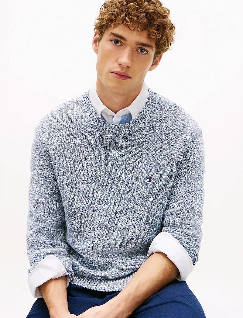 Tommy Hilfiger - TWO TONE BOUCLE CREW NECK - round necks - blue jean - 4