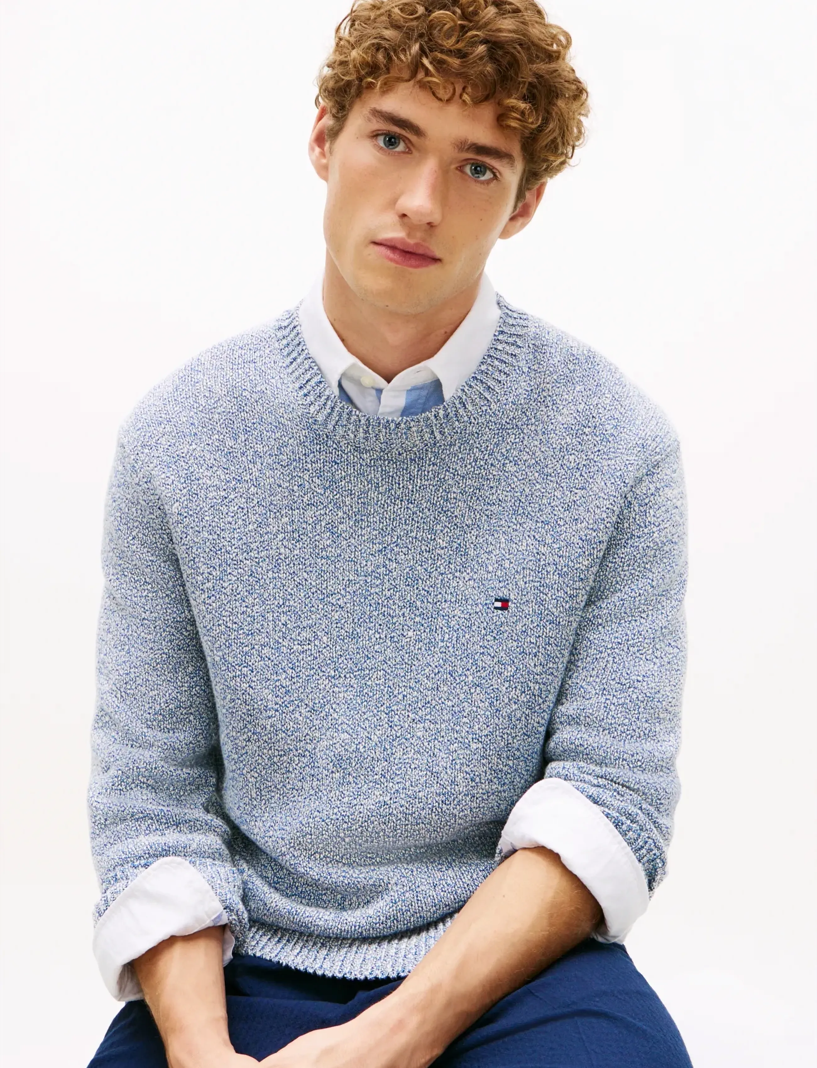 Tommy Hilfiger - TWO TONE BOUCLE CREW NECK - rundhals - blue jean - 4