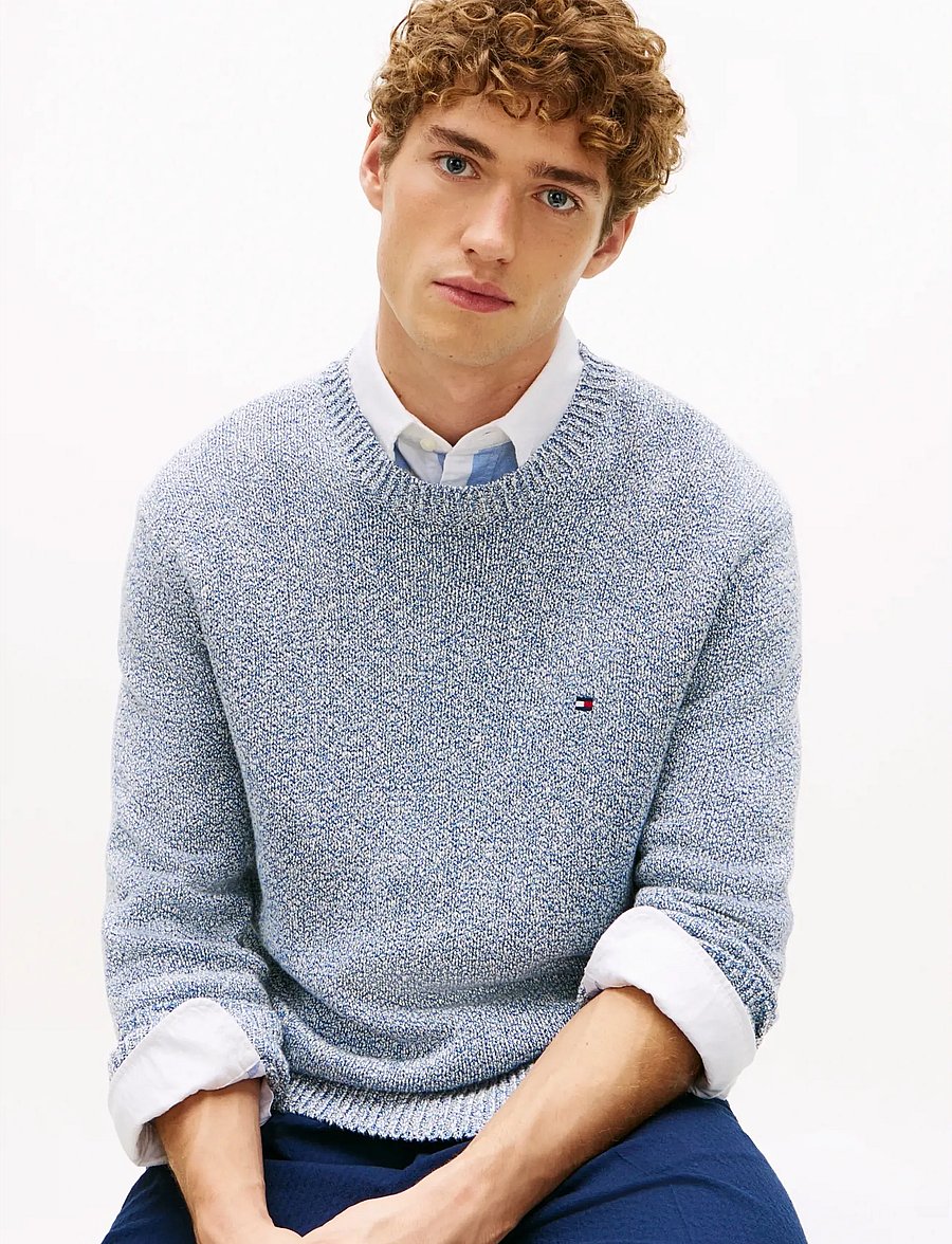 Tommy Hilfiger - TWO TONE BOUCLE CREW NECK - rundhals - blue jean - 4