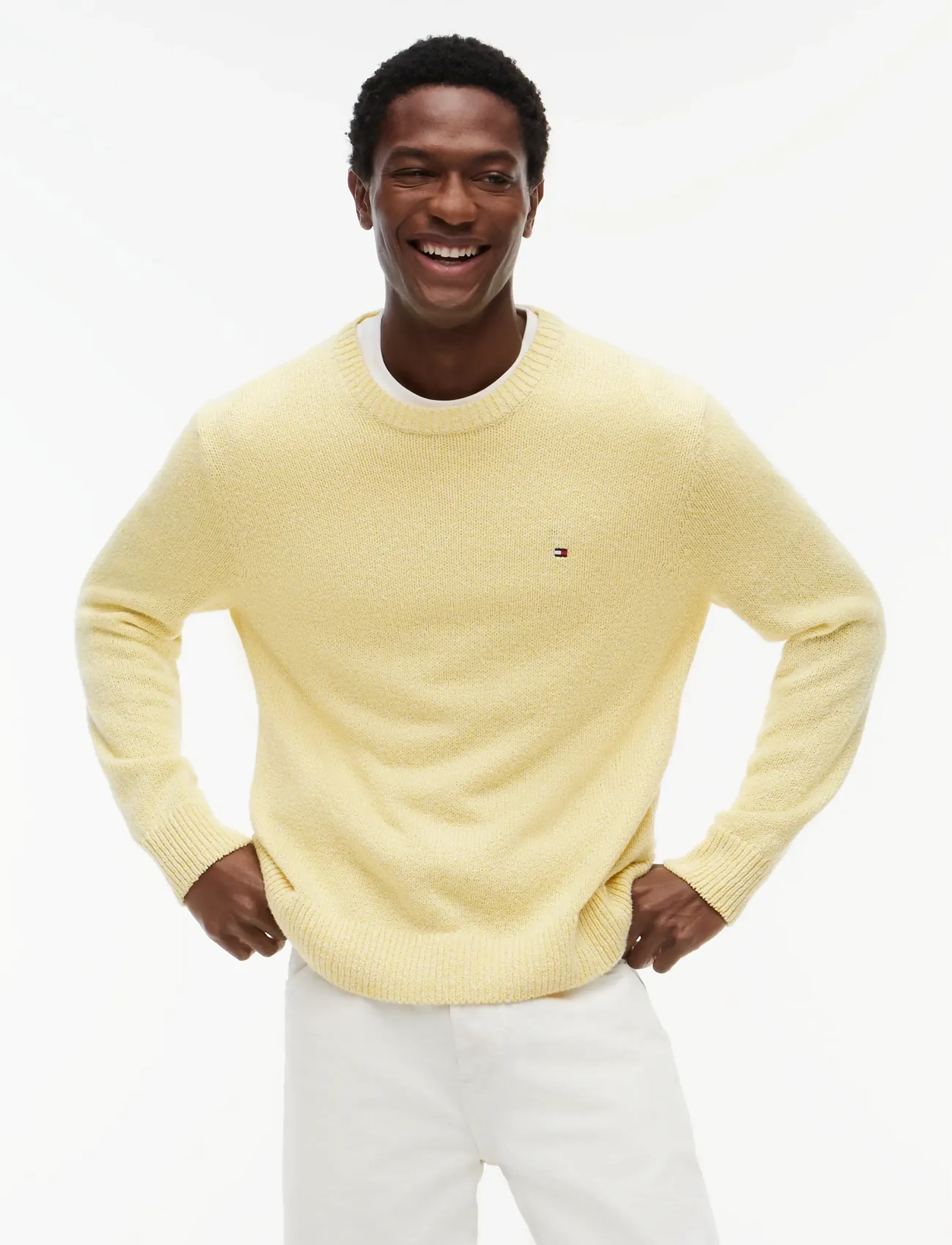 Tommy Hilfiger TWO TONE BOUCLE CREW NECK - Tommy Hilfiger - CITRONELLA / yellow