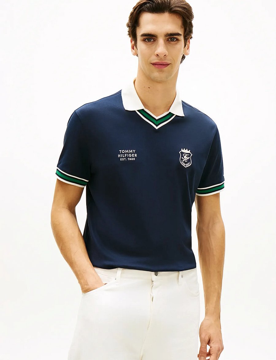 Tommy Hilfiger - V NECK PIQUE RELAXED FIT POLO - lühikeste varrukatega polod - desert sky - 0