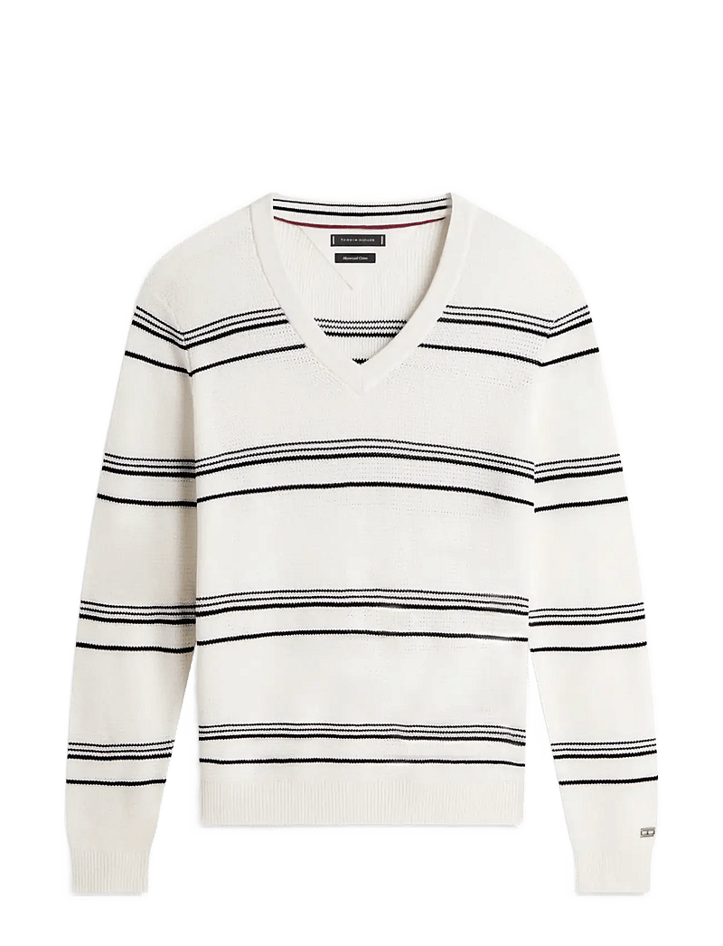 Tommy Hilfiger - DC STRIPED V-NECK - v-necks - ivory black - 1