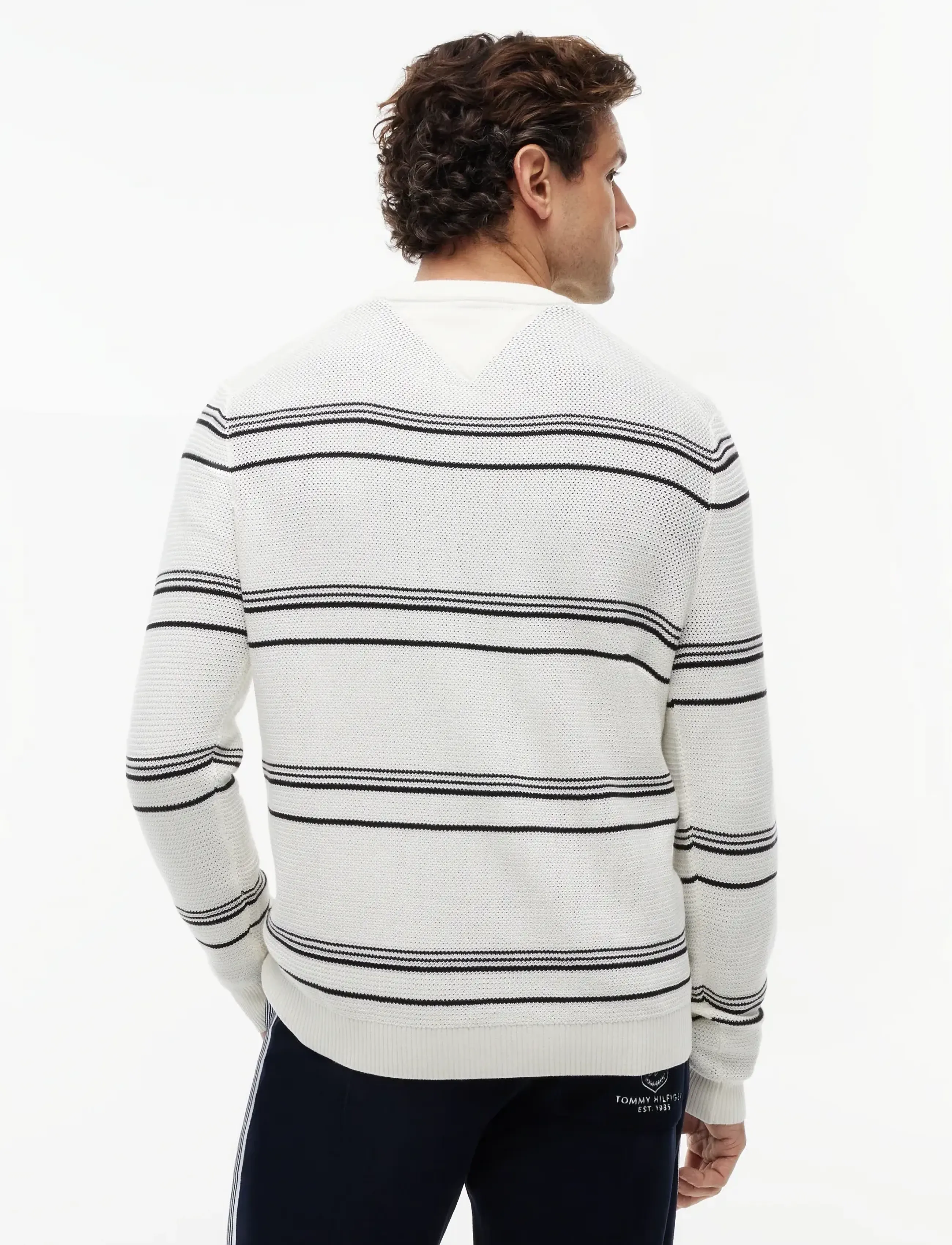 Tommy Hilfiger - DC STRIPED V-NECK - v-ausschnitt - ivory black - 2