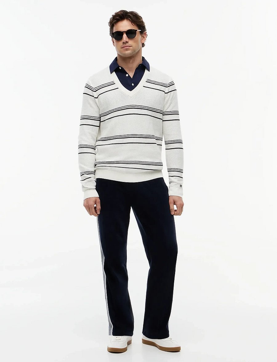Tommy Hilfiger - DC STRIPED V-NECK - v-ringat - ivory black - 4