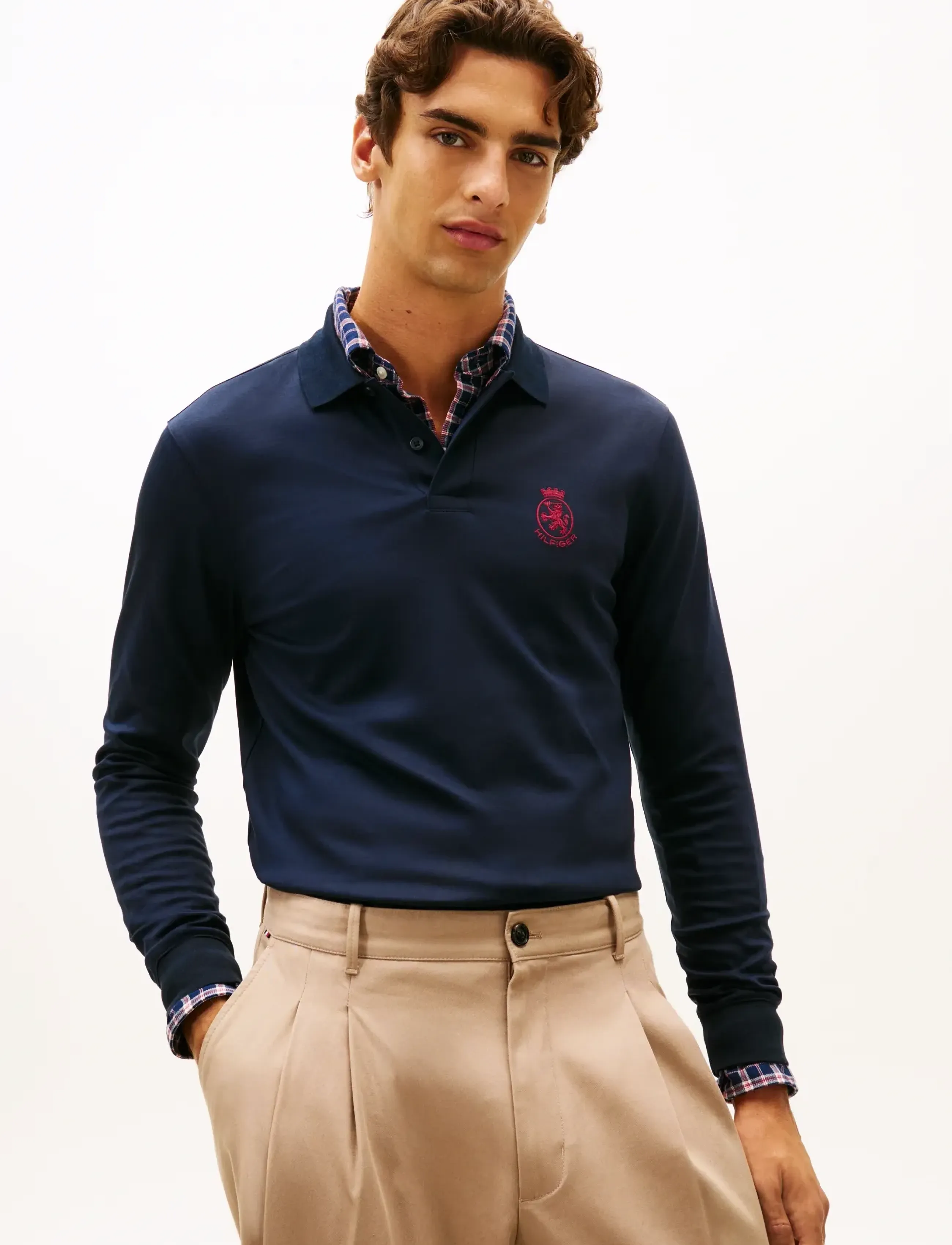 Tommy Hilfiger LS GIFTING INTERLOCK CREST POLO - Långärmade pikéer - DESERT SKY / navy
