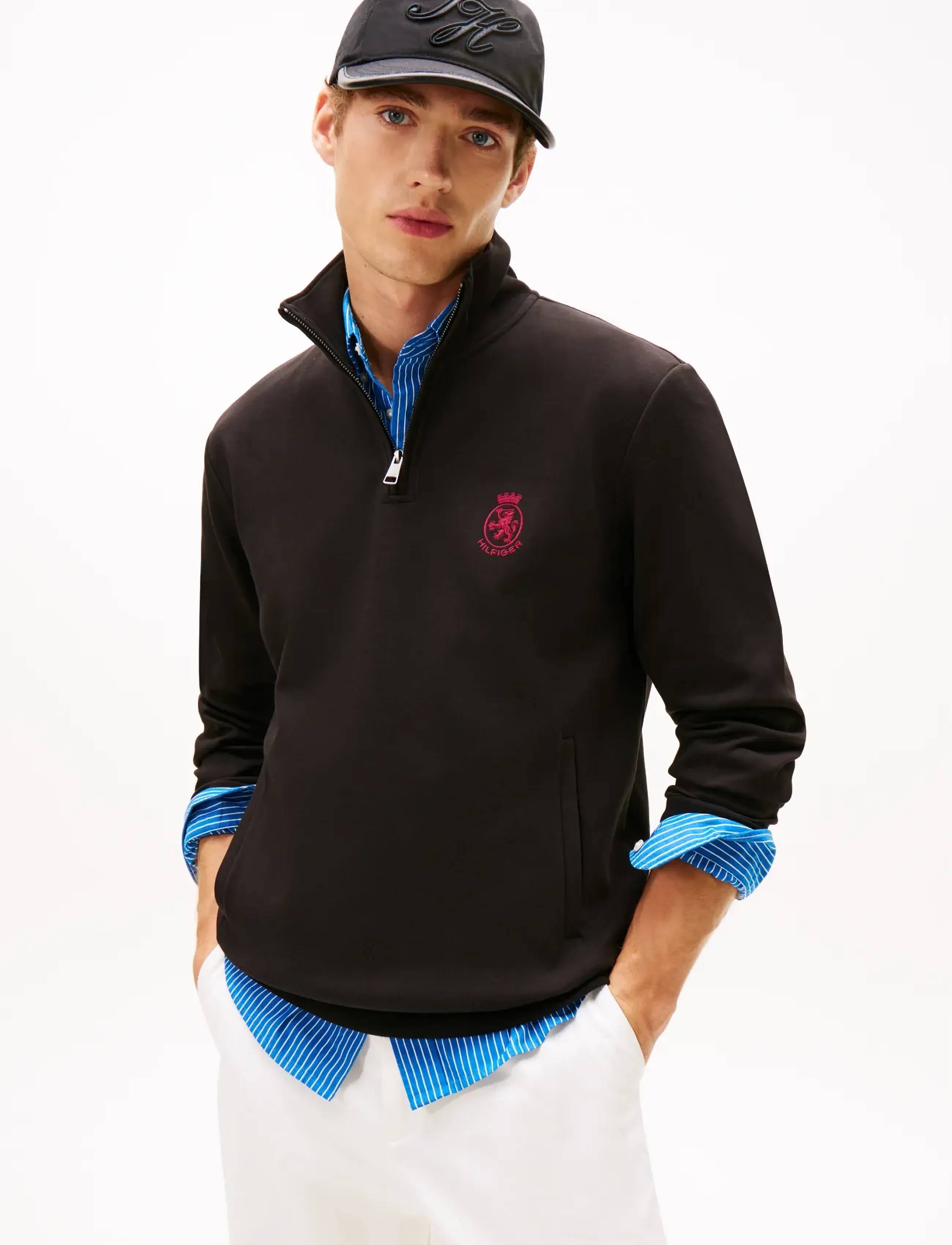 Tommy Hilfiger CREST GIFTING INTECHNO MOCKNECK - Sweatshirts - BLACK / black