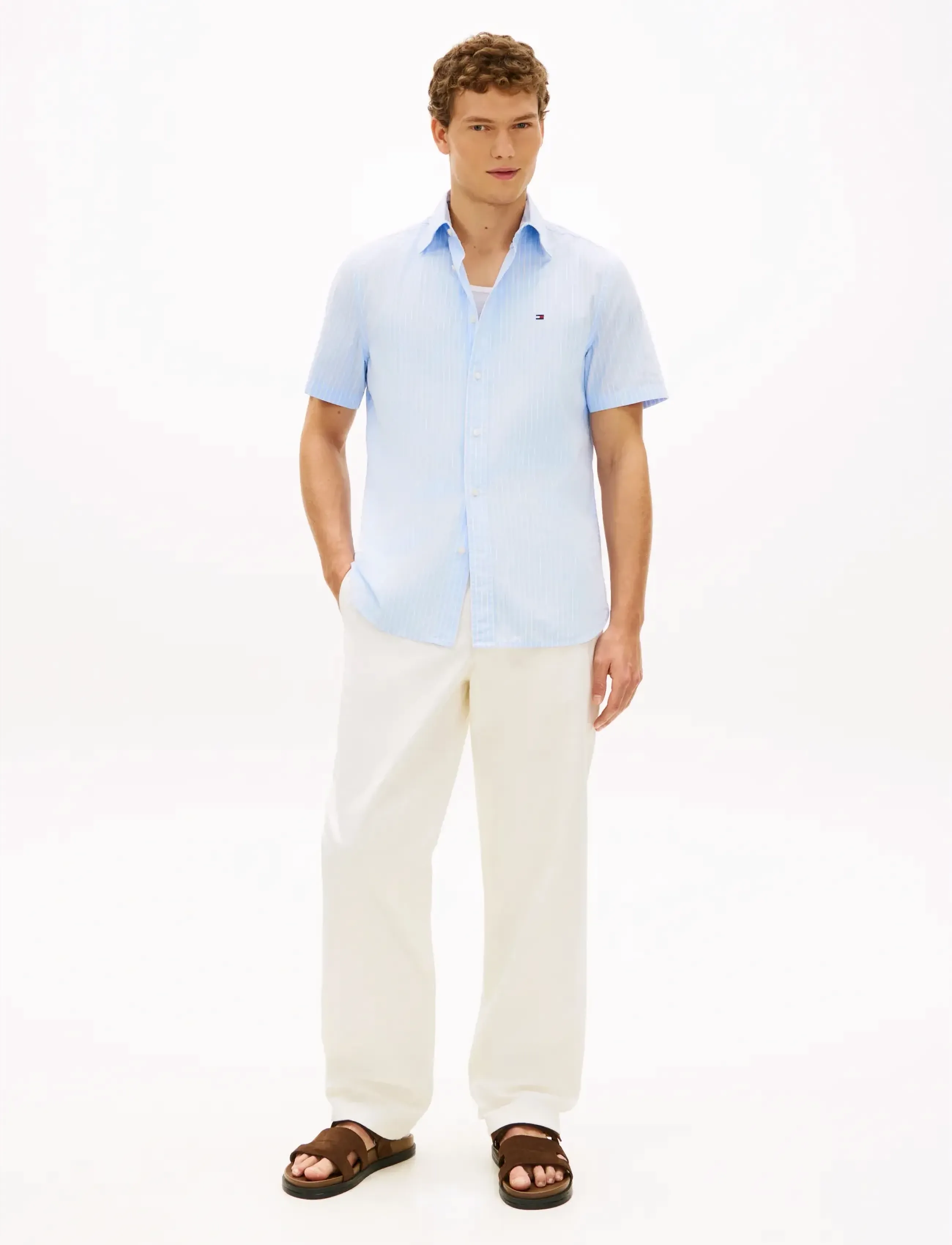 Tommy Hilfiger - FLEX POPLIN STP SS SHIRT - kortärmade skjortor - sweet blue stripe - 3