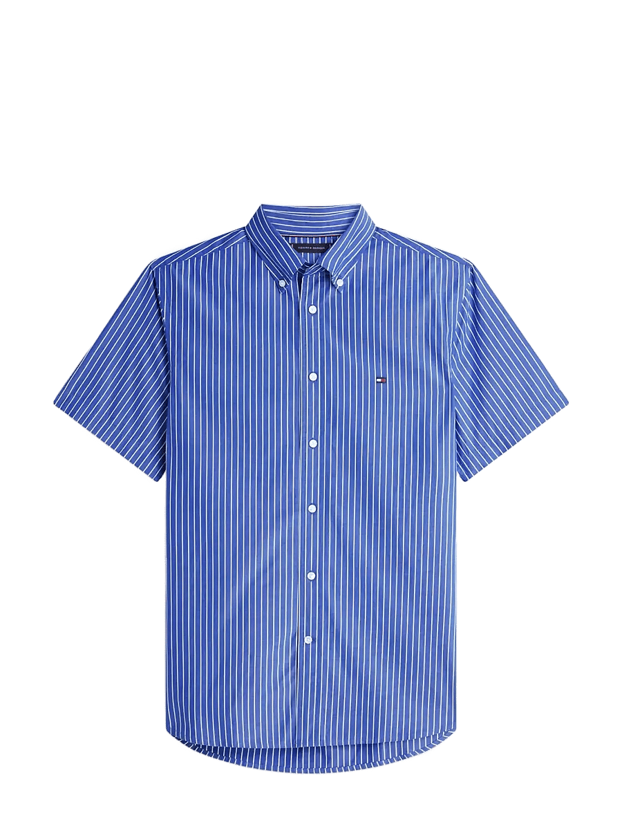 Tommy Hilfiger - FLEX POPLIN STP SS SHIRT - kortærmede skjorter - wedge blue stripe - 1