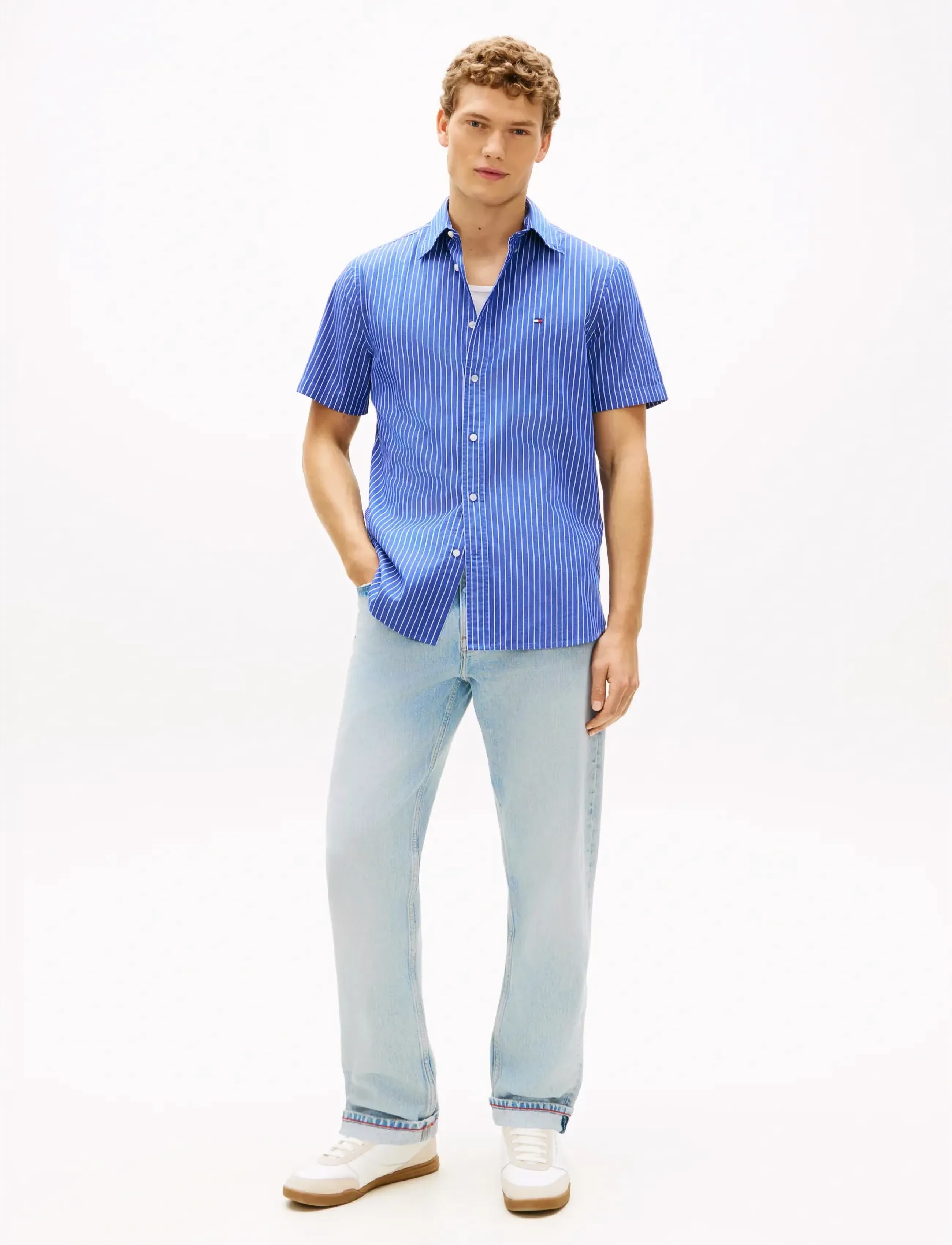 Tommy Hilfiger - FLEX POPLIN STP SS SHIRT - short-sleeved shirts - wedge blue   stripe - 3