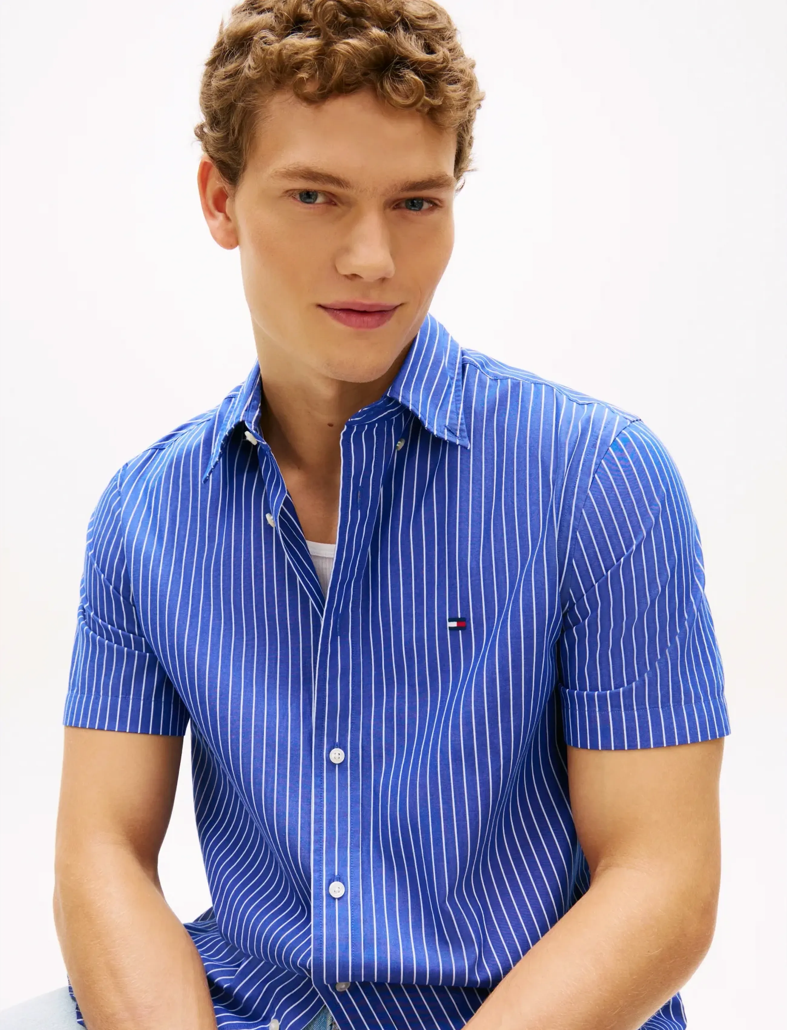 Tommy Hilfiger - FLEX POPLIN STP SS SHIRT - kurzarmhemden - wedge blue   stripe - 4