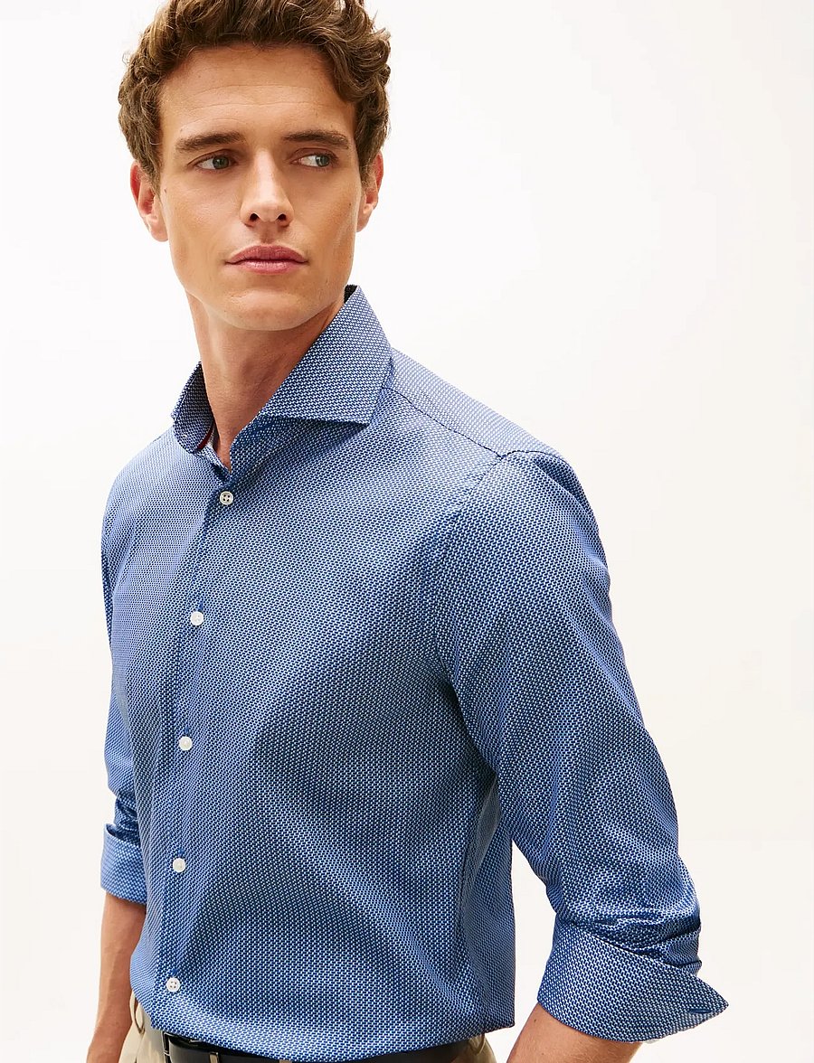 Tommy Hilfiger - DC FLEX COLLAR MINI TEXTURE - hemden mit muster - carbon navy - 4