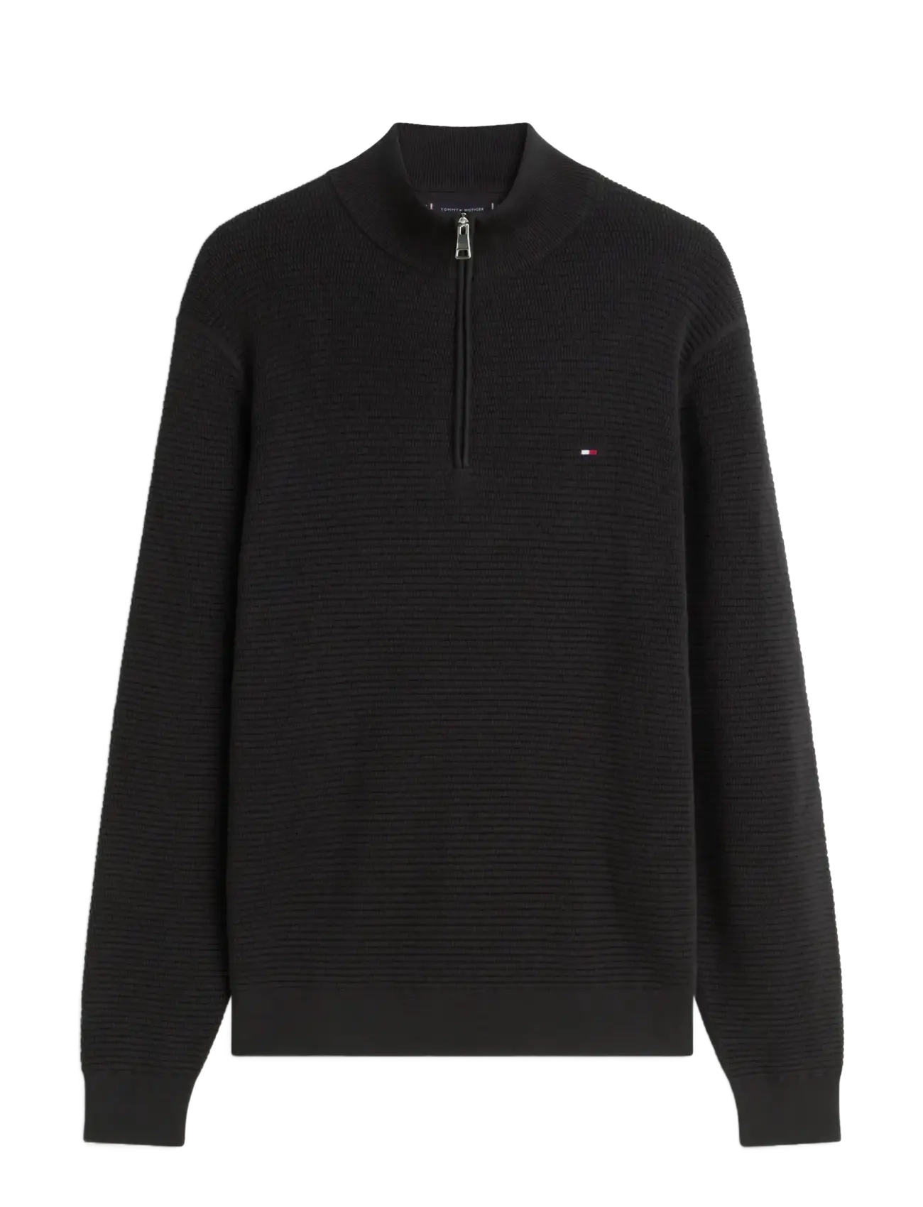SEASONAL STRUCTURE ZIP MOCK - BLACK